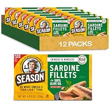 Season Sardines in Olive Oil Skinless & Boneless, 4.37 Oz Tins, 12-Pack