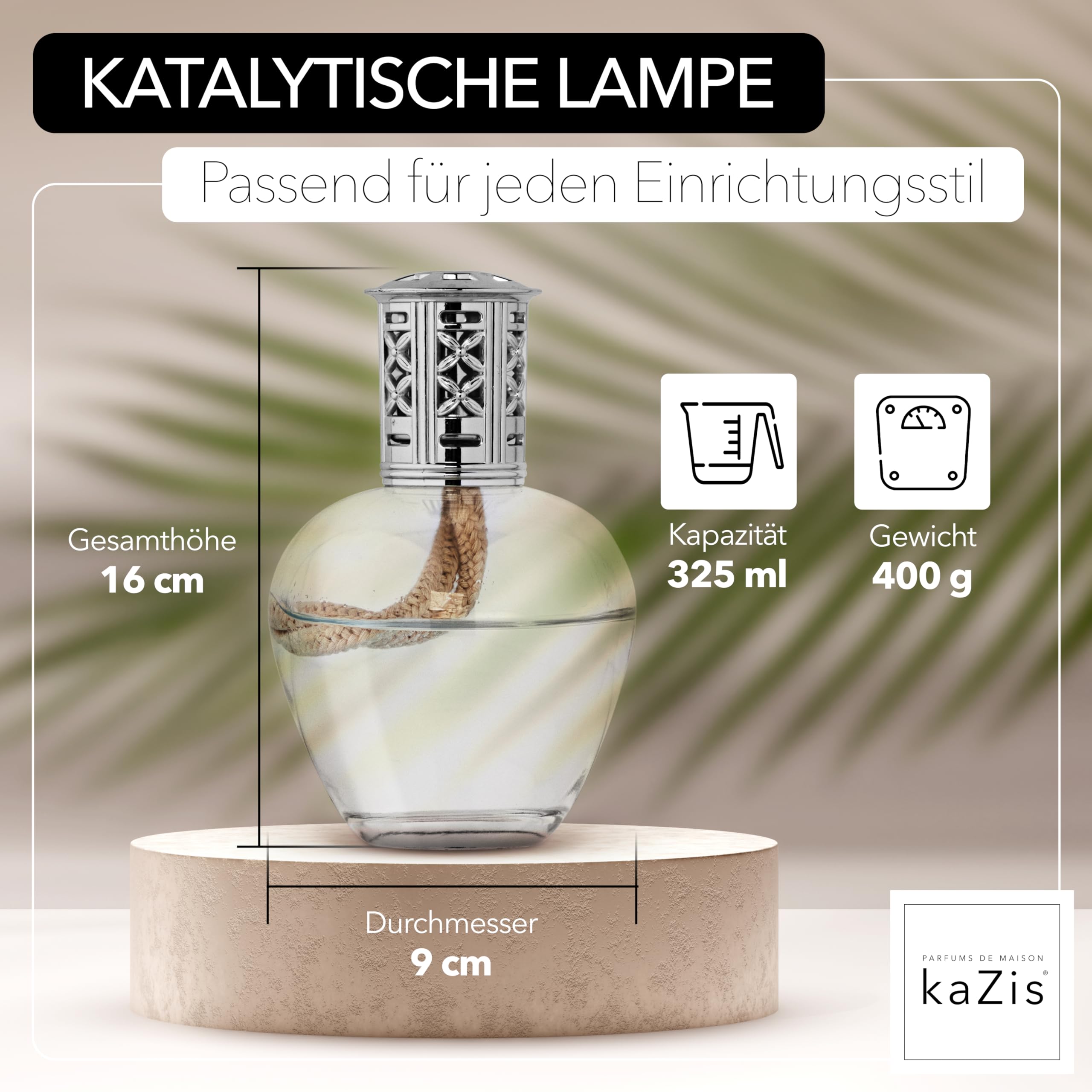 KAZIS® I Katalytische Lampe Viktoria I Duftlampe I transparent