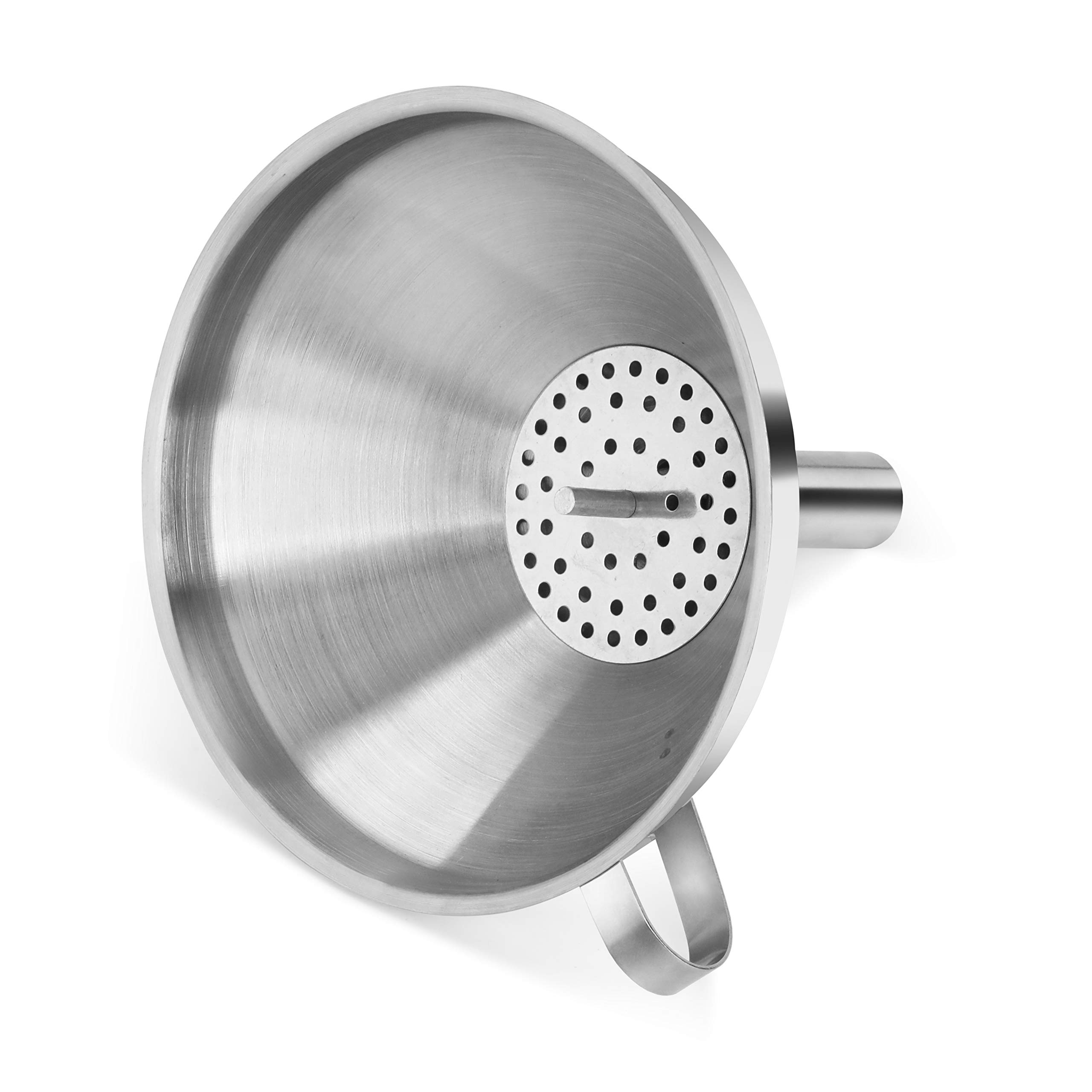 New Star Foodservice 42641 Embudo de acero inoxidable con filtro desmontable/filtro, 5 pulgadas, plata, 5 pulgadas