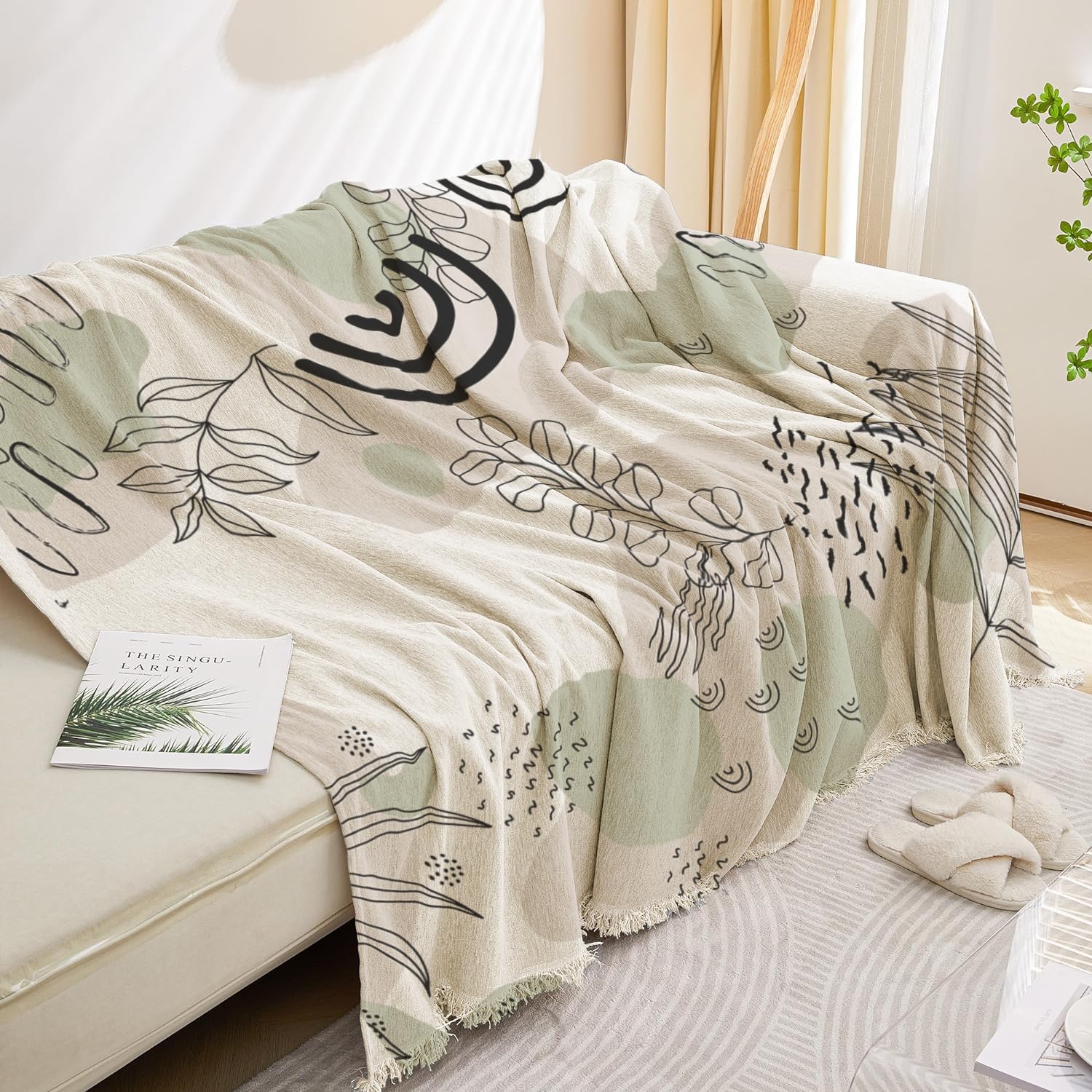 Lukzer Chenille Sofa Throw Blanket - Super Soft & Cozy -2