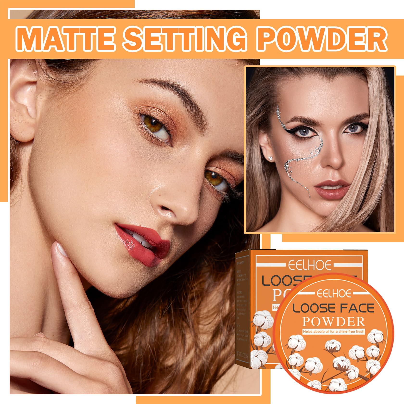Loose Setting Powder,Translucent Powder Setting Powder Long Lasting Oil Control Loose Face Powder,Lightweight Face Finishing Powder,Even Skin Tone,Waterproof Setting Powder Foundation Makes Skin Downy
