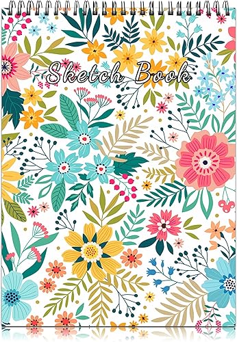 Deokke Cuaderno de bocetos encuadernado en espiral, 9 x 12 pulgadas, papel grueso de 3.53 ozm, 50 hojas y 100 páginas, libro de bocetos artísticos,