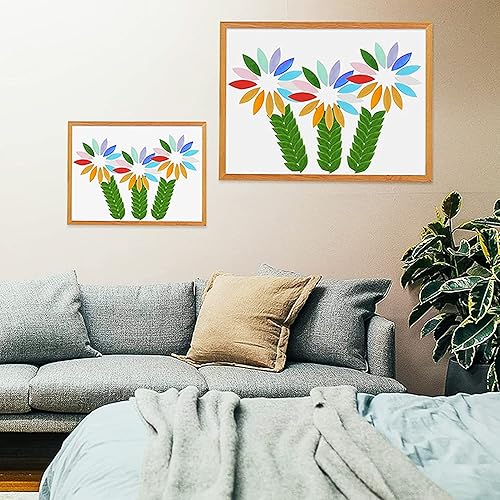 Miniatura 7 de Allazone Azulejos de mosaico, 7.05 oz, azulejos de mosaico de pétalos azules cortados a mano, hojas de flores manchadas, azulejos de vidrio para