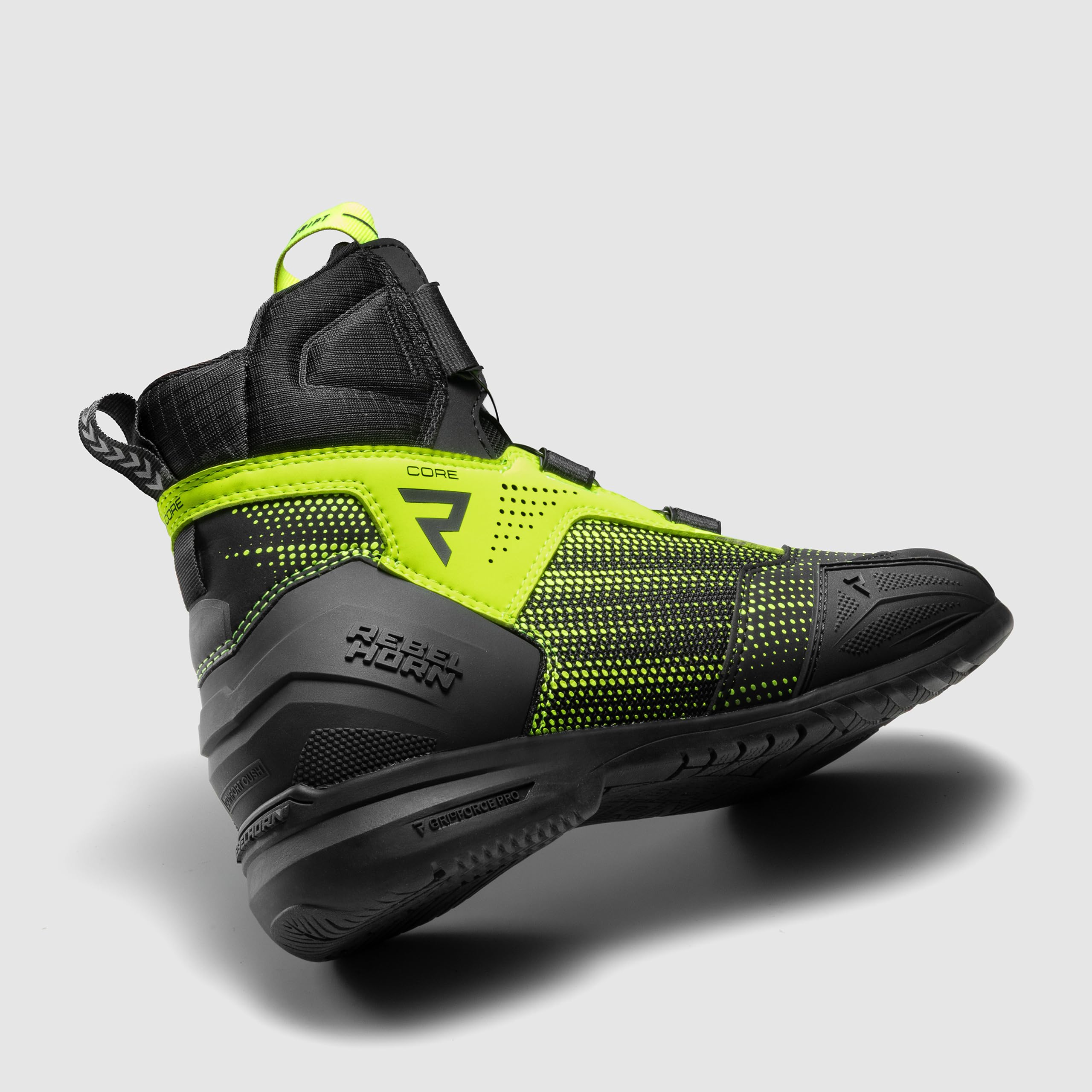 REBELHORN Core Buty Motocyklowe Męskie i Damskie | Skóra PU | System Szybkiego Sznurowania ATOP | Ochraniacze Kostek | Wzmocnione Palce | Panele Wentylacyjne Mesh | Rozmiary do 48