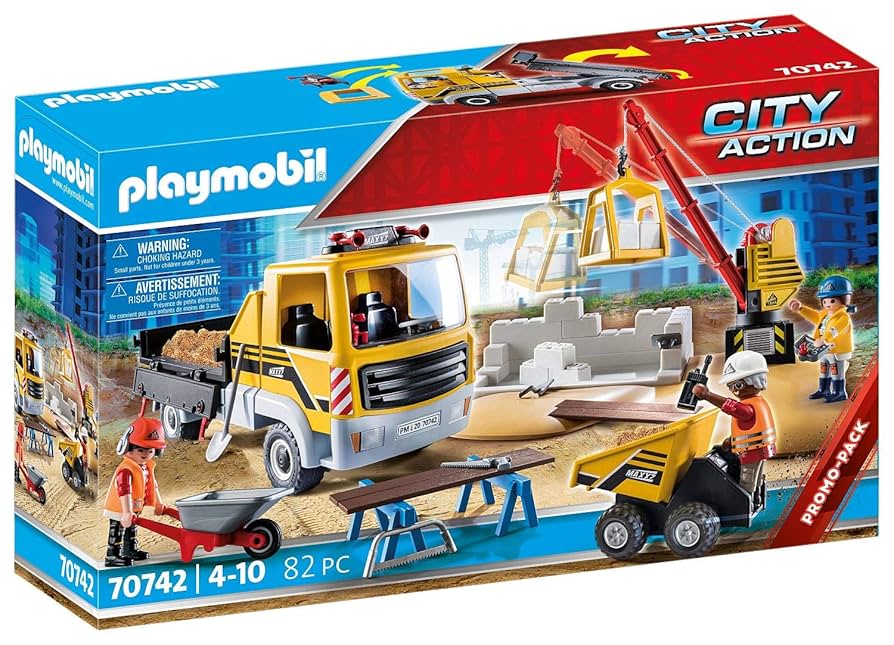 Amazon.com: PLAYMOBIL City Action 70742 Baustelle mit