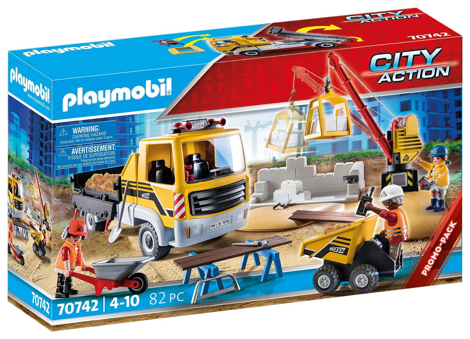 Amazon.com: PLAYMOBIL City Action 70742 Baustelle mit
