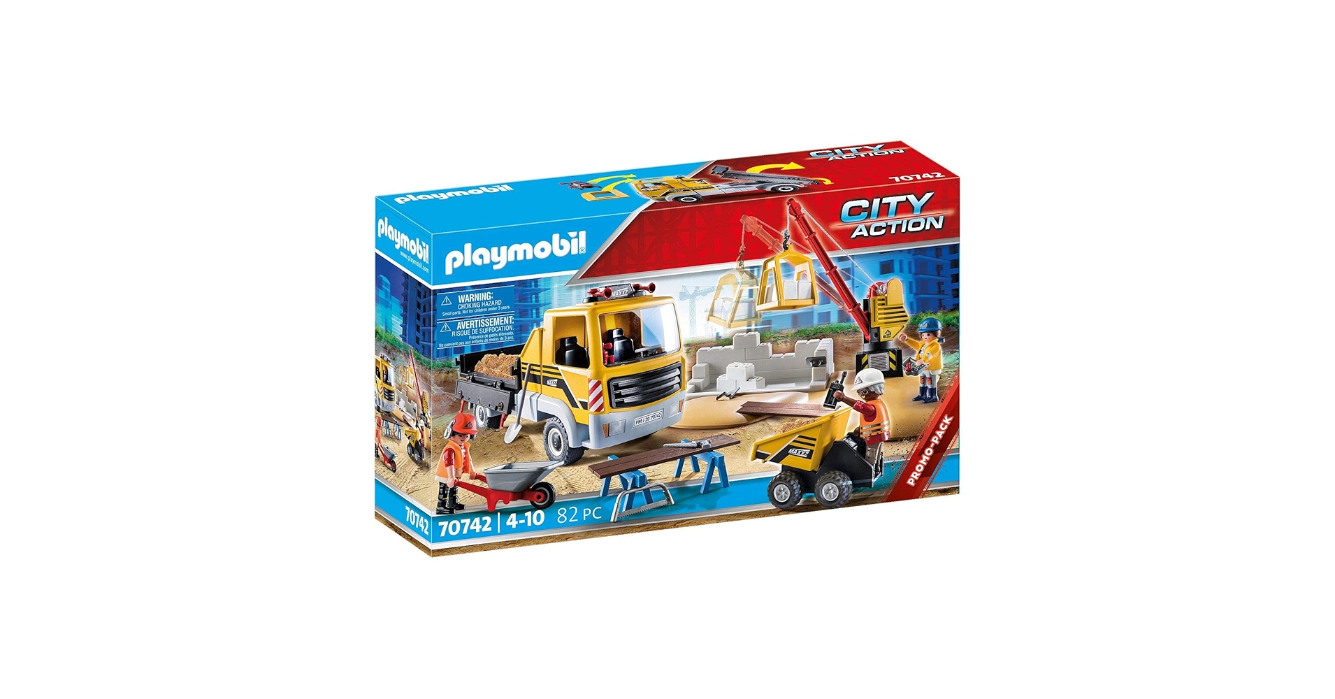 Amazon.com: PLAYMOBIL City Action 70742 Baustelle mit