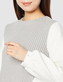 ソーノ SONO バックティアードハイブリッドニットプルオーバー 1/グレー トップス【2400013818087】 Amazon | [ソーノ] ニットプルオーバー バックティアード