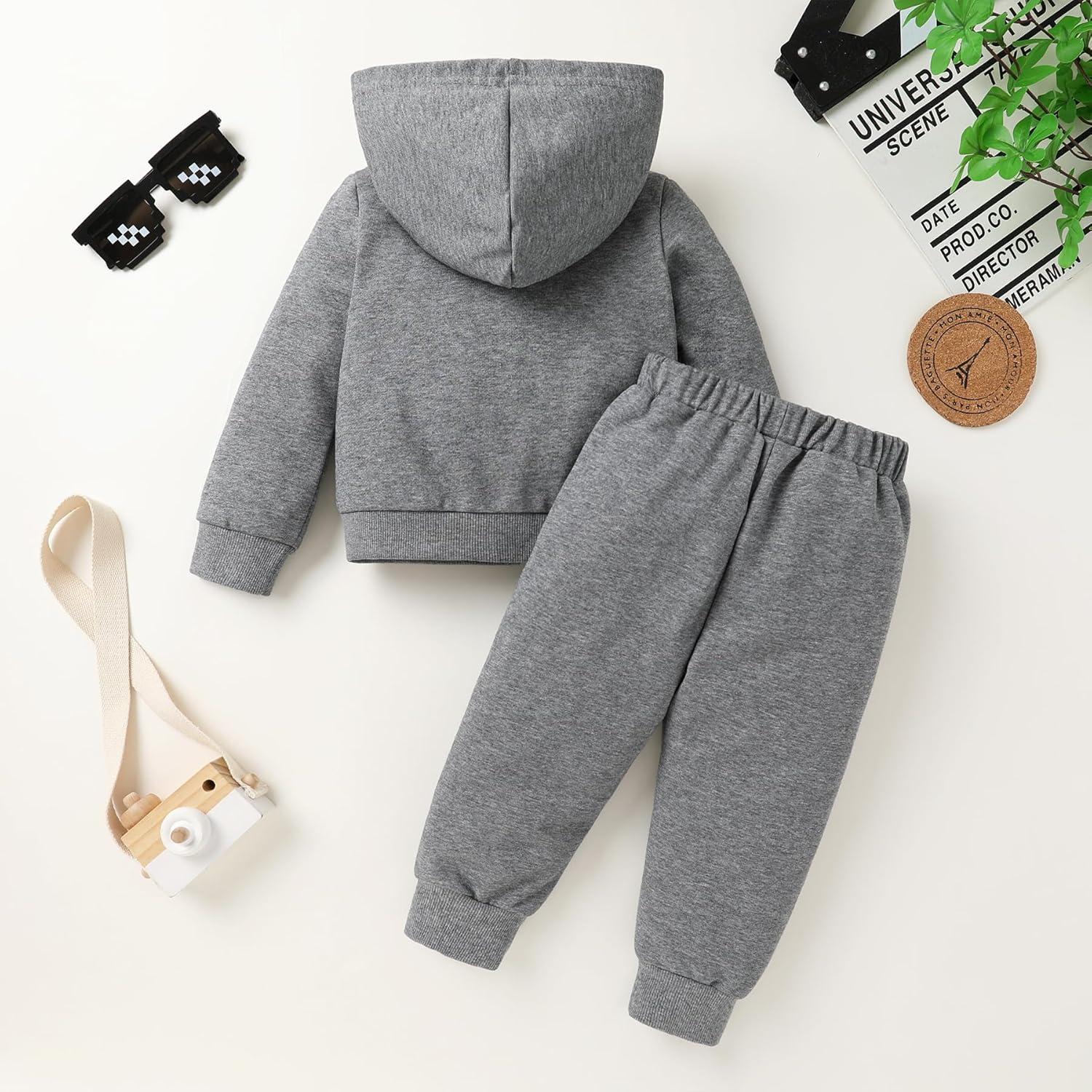 Happy Town Baby Clothes for Girls Boy Solid Color Zipper Hoodie and Sweatpants Outfits Fall Winter Toddler Sweatsuit - Image 3