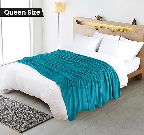 Miniatura 2 de Utopia Bedding Manta de forro polar turquesa, tamaño Queen, ligera, mullida, suave, antiestática, de microfibra (90 x 90 pulgadas)