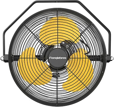 12 Inch High Velocity Wall Mount Fan, 2500 CFM Industrial Metal Air Circulator, 3-Speed Commercial Wall Fan with 180 Tilt, Pull Chain, for Garage, Workshop, Gym, Patio - UL Listed