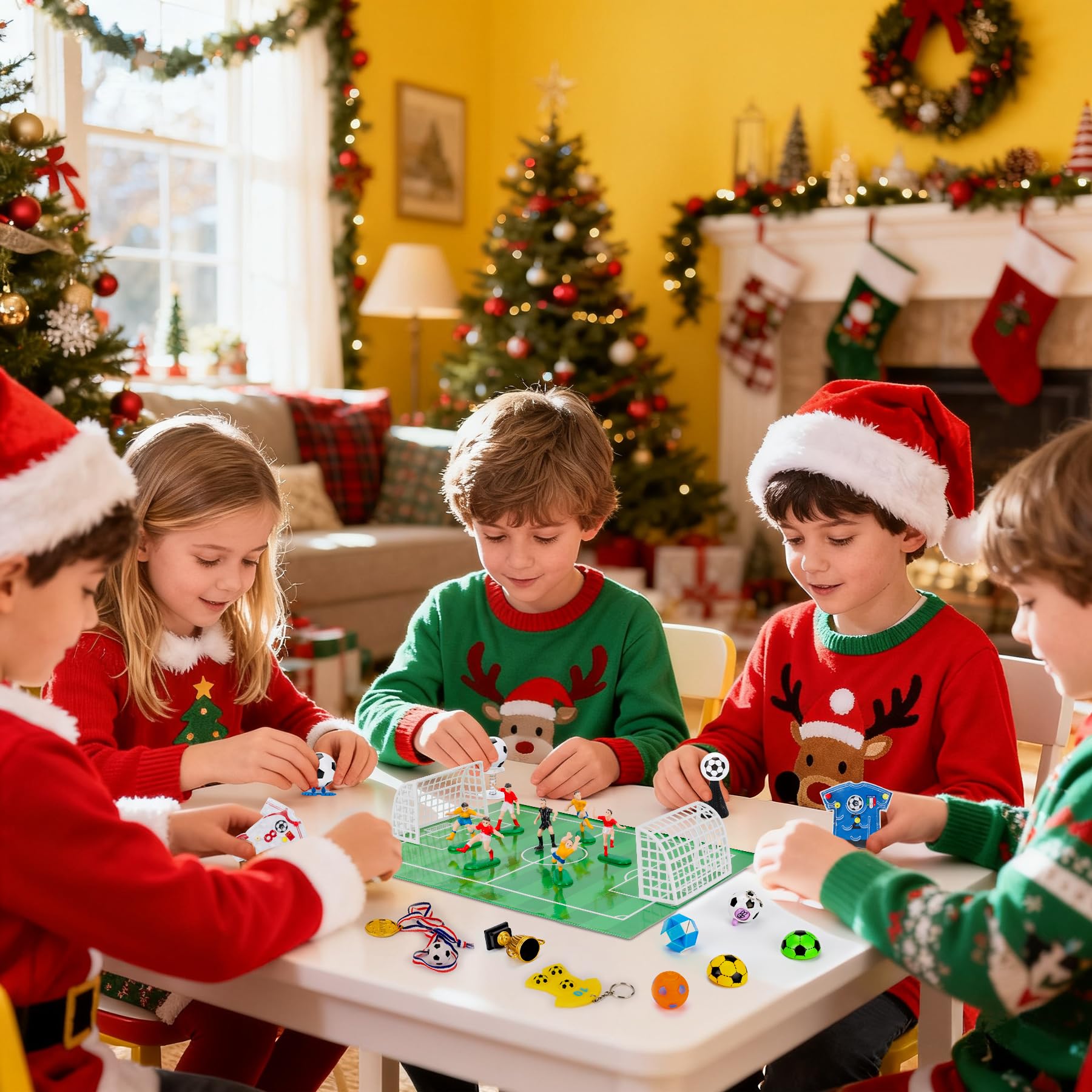 Calendario de Adviento de fútbol 2025, regalos de cuenta regresiva de Navidad de 24 días para niños y niñas, calendario de Adviento con accesorios de fútbol, relleno de calcetines de Navidad, regalos