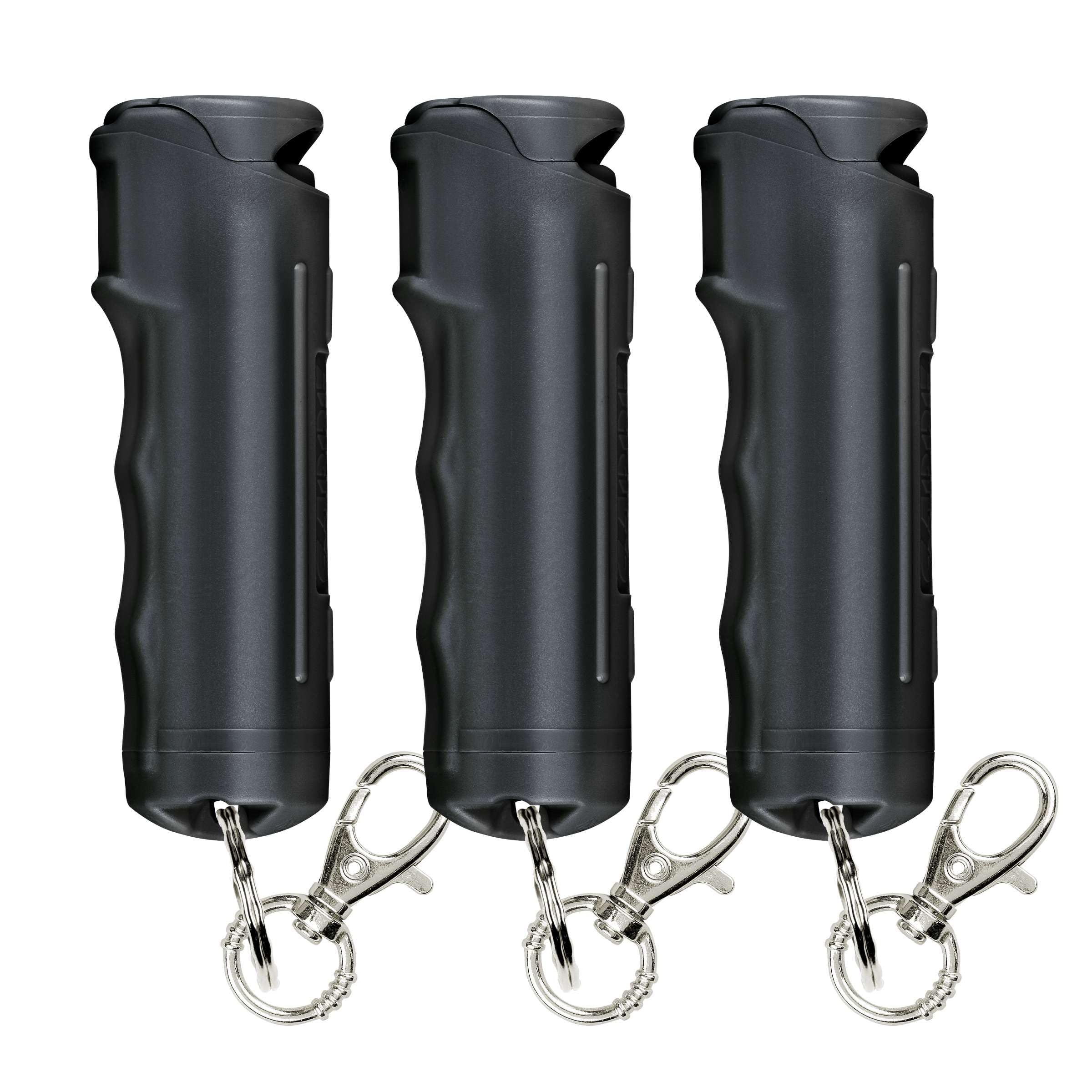 SABRE Pepper Spray with Fast Flip-Top Safety &amp; Snap‑Clip Keychain for Self Defense - Maximum Police Strength OC with UV Marking Dye, 10‑Sec. Spray, 14-ft Range, Finger Grip, Made in USA, 0.54 fl oz