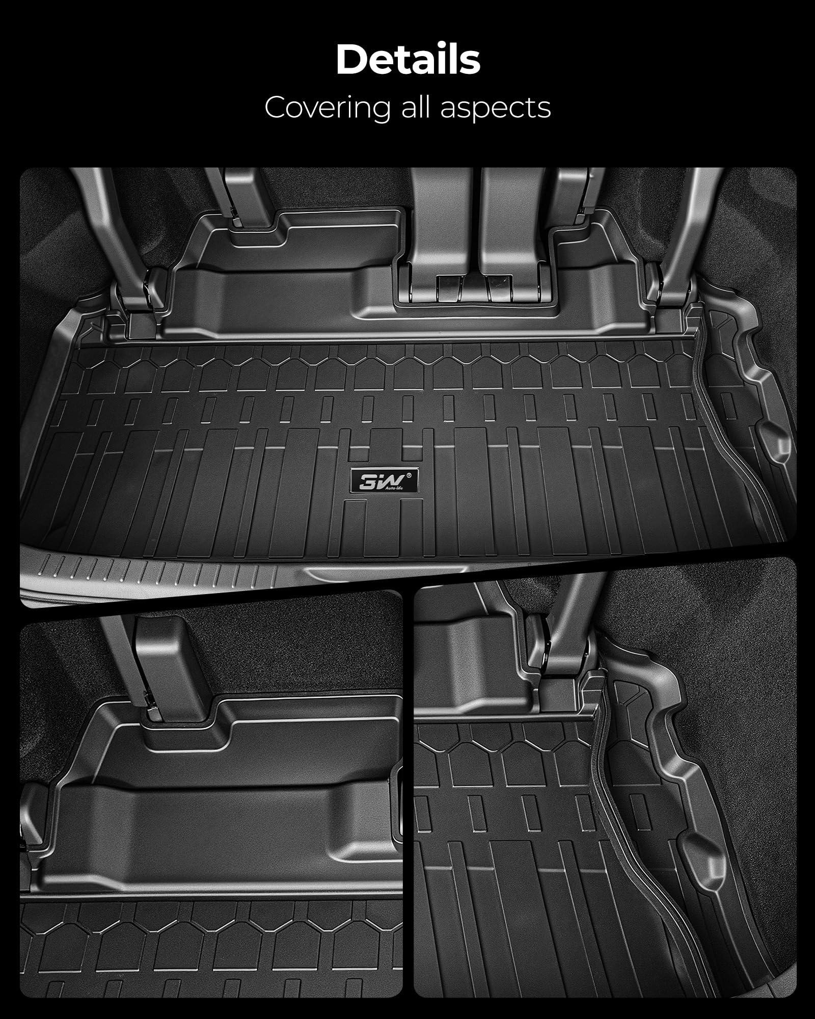 3W Floor Mats Cargo Liner Fit Toyota Sienna 2024-2026 Only for Platinum Version with Refrigerator TPE Custom Fit — view 6