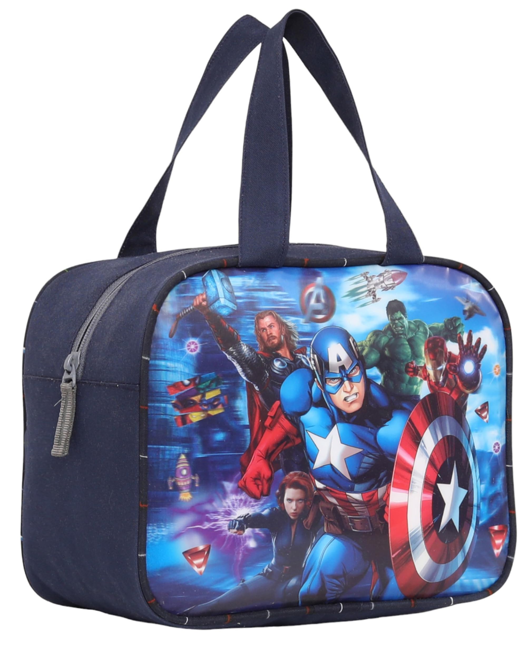 WILLING FASHIONWilling Fashion Lunch Denim Tiffin Picnic Work School Office Lunch Bag for Kids with Bottle Holder WF-39905SM-2, Blue superman