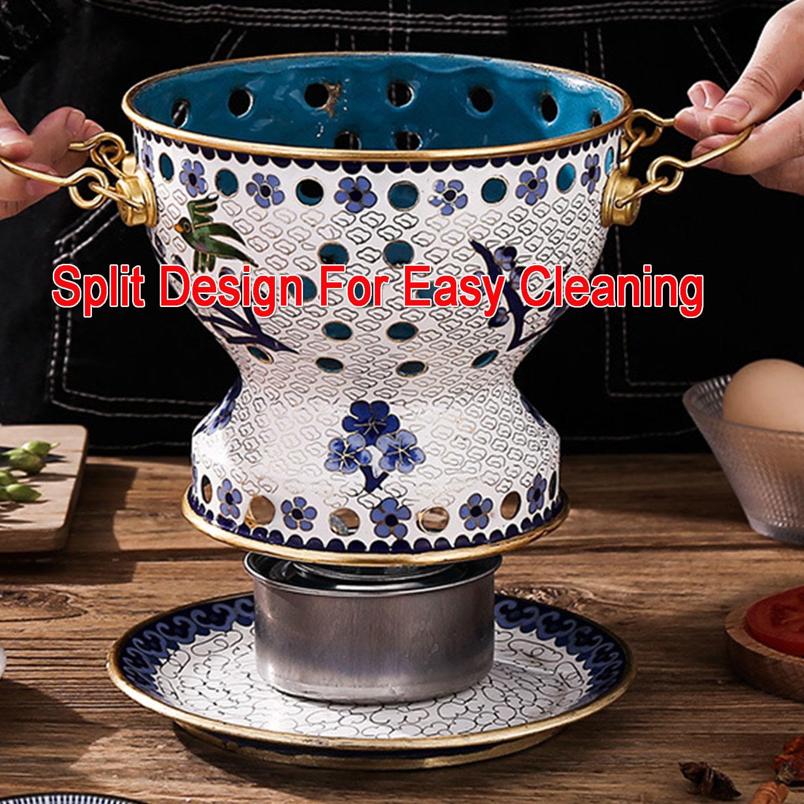 UNYQBFKM Traditional Chinese Hot Pot Cloisonne Small Hot Pot Enamel Pure Copper Hot Pot Old Beijing Small Pot for Hiking Home Camping Picnics Parties,J