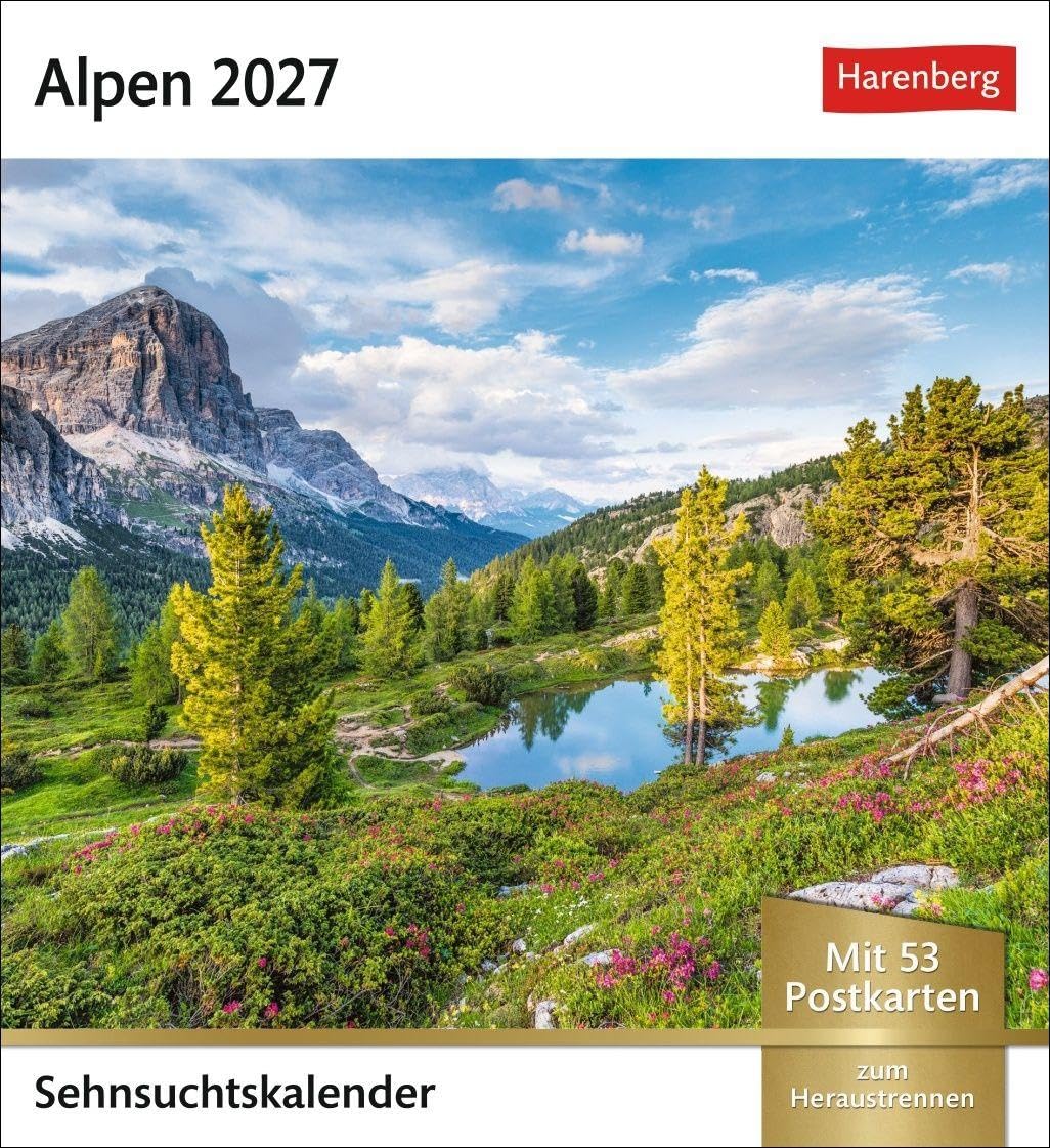 Alpen Sehnsuchtskalender 2027 - Wochenkalender mit 53 Postkarten: 53 Postkarten in einem Fotokalender für Bergfreunde. Beeindruckende Panoramen in einem Kalender zum Aufstellen