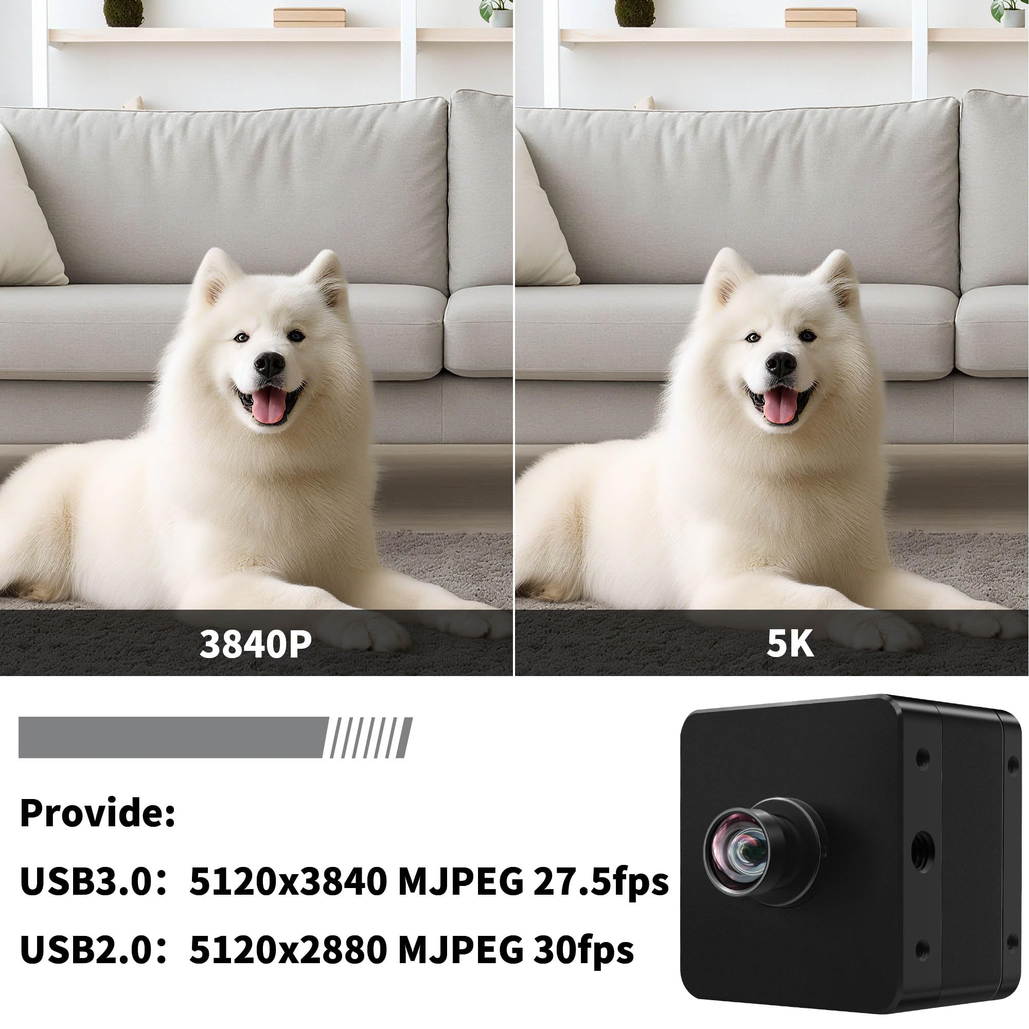 Svpro USB3.0-Kamera, 20MP USB-Kamera für Computer, Hochauflösende 5K-Webcam mit 95° (H) Verzerrungsfreiem Objektiv und Metallgehäuse, AR2020 Ultra HD UVC-Kamera für Windows, Linux, MacOS, Android