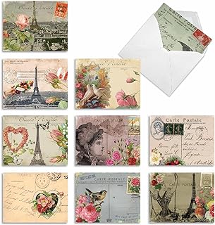 The Best Card Company - 10 Retro Blank Cards with Envelopes (4 x 5.12 In...