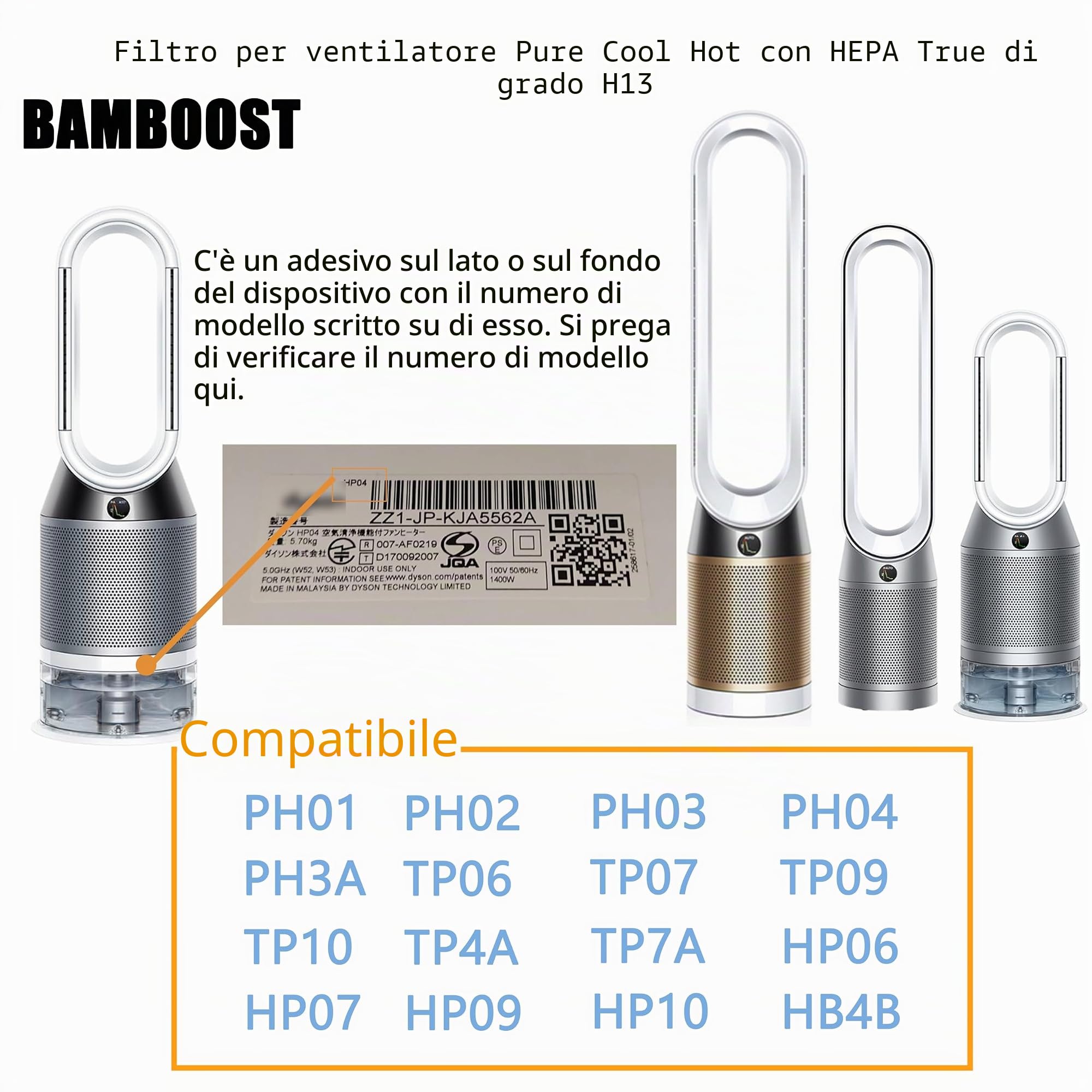Filtro HEPA 2 in 1 compatibile con Dyson TP06-TP10, HP04-HP10, PH01-PH04