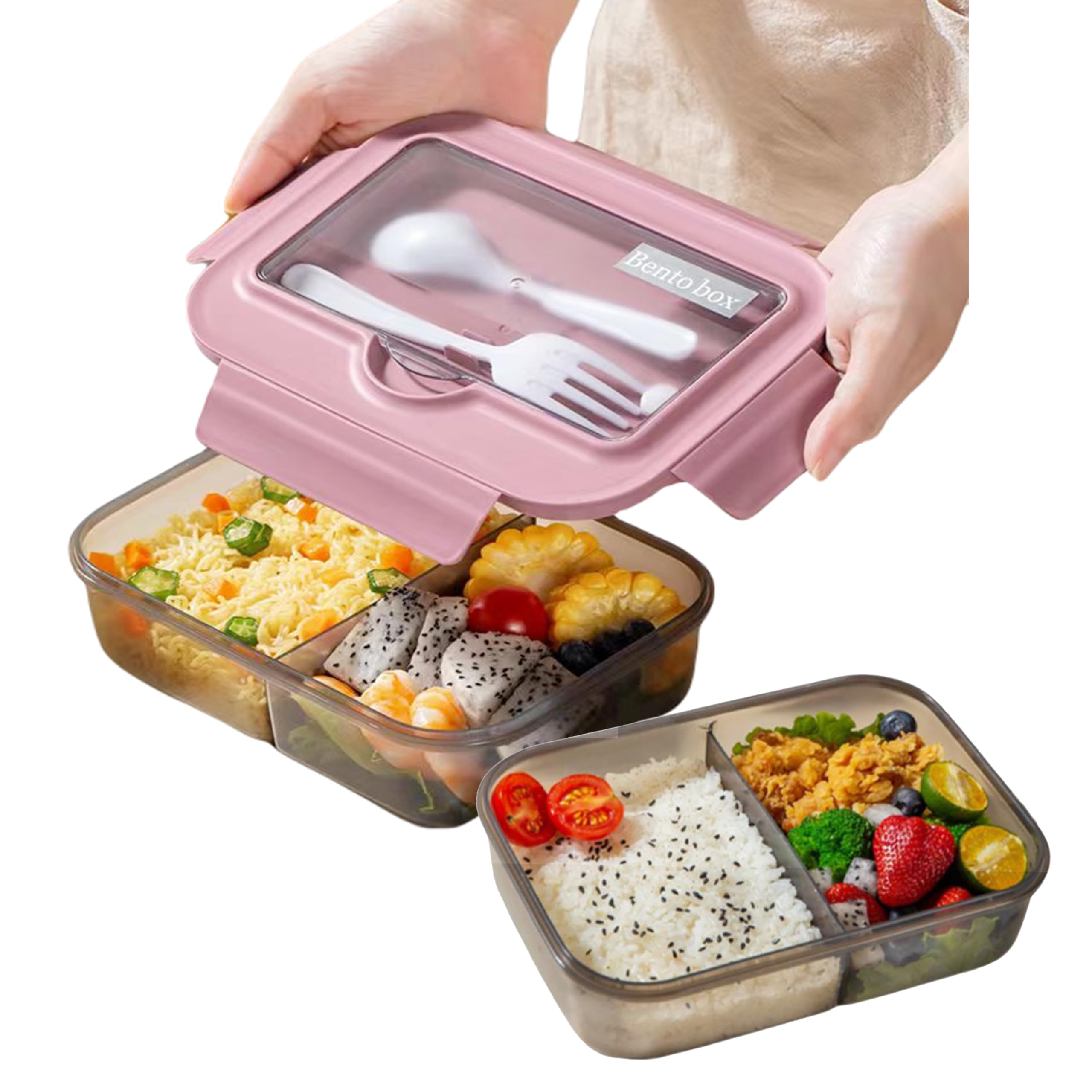 Lunch Box, Eco-Friendly Bento Lunch Box For Adults And Kids,2 Compartment Lunch Box, Leak-Proof, BPA-Free, Microwave Safe, 2-Compartment Container With Utensils - Ideal For School, Office, And Picnic