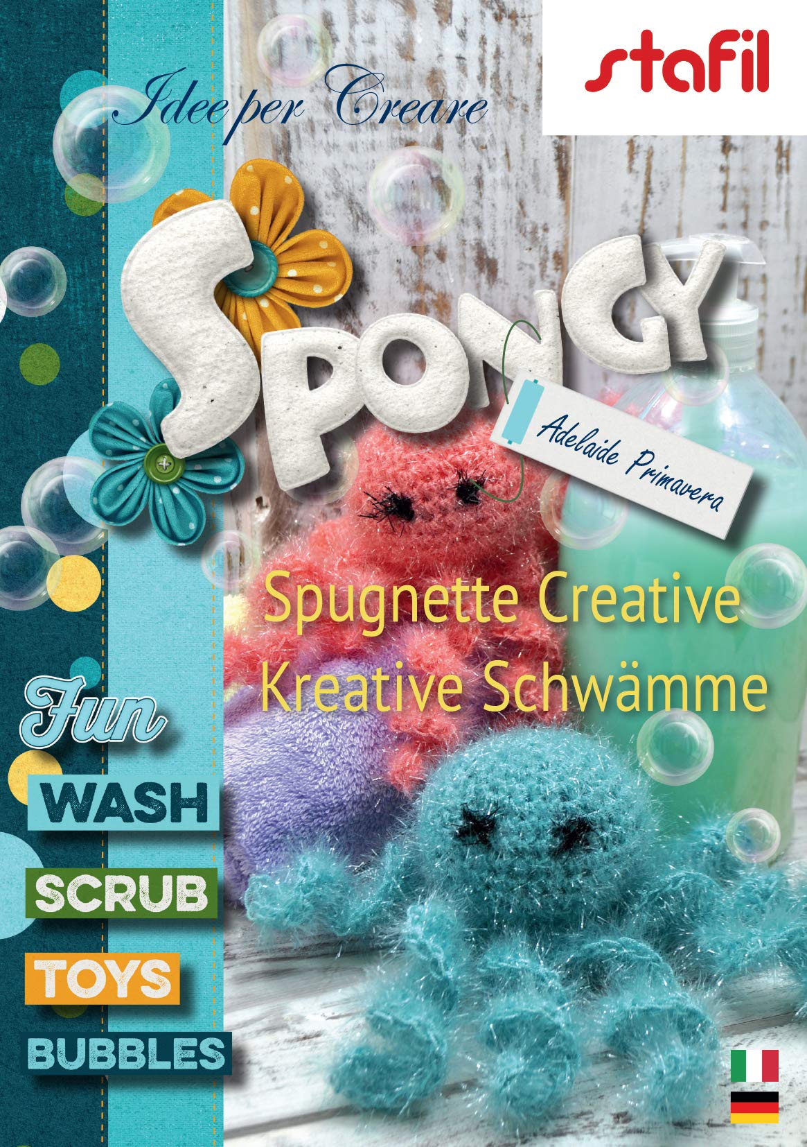 Stafil Spongy Garn H?kelset: 12 unterschedliche Farben Spongy Schwammgarn und Anleitungsbuch Kreative Schw?mme (deutsch/italienisch)