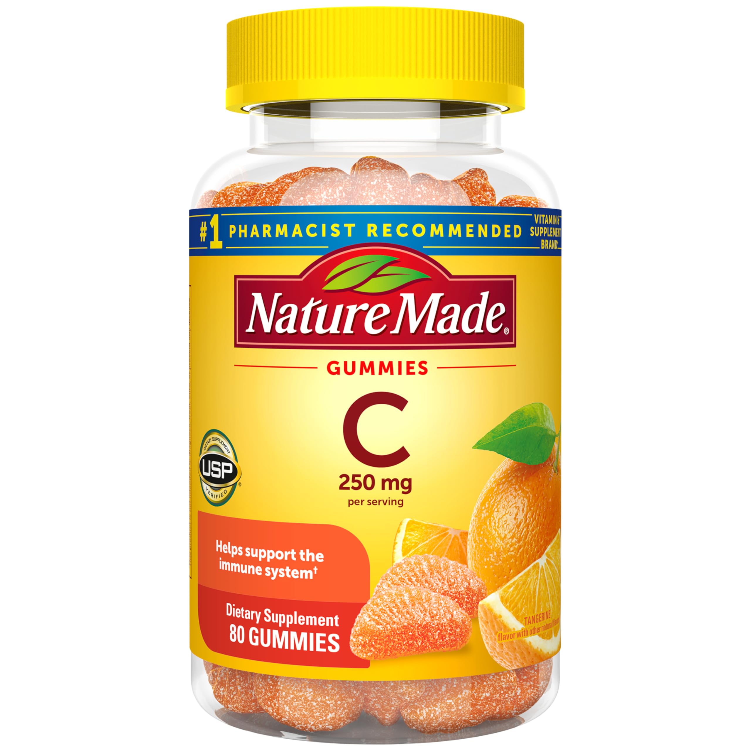 Vitamin C 250 mg per serving, Dietary Supplement for Immune Support, 80 Gummies, 40 Day Supply