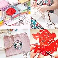 Vista 5 de BIHRTC Tijeras pequeñas para manualidades de 4.5 pulgadas, con cubierta de cuero, multiusos, vintage, punta de acero inoxidable, herramienta