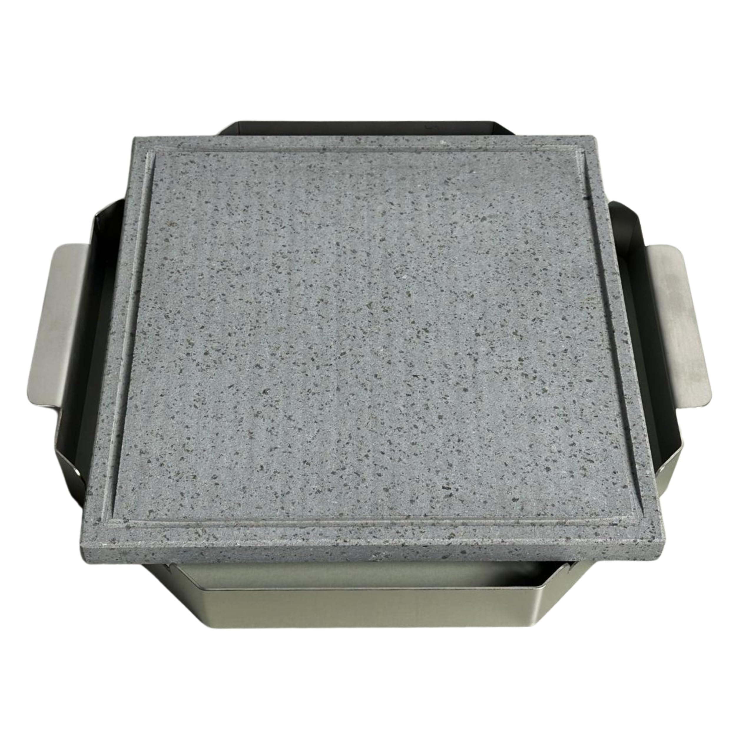 Vulcaninox | Piastra in Pietra lavica dell'Etna con telaio in Acciaio Inox | barbecue, forno | MADE IN ITALY (30 x 30 x 5)