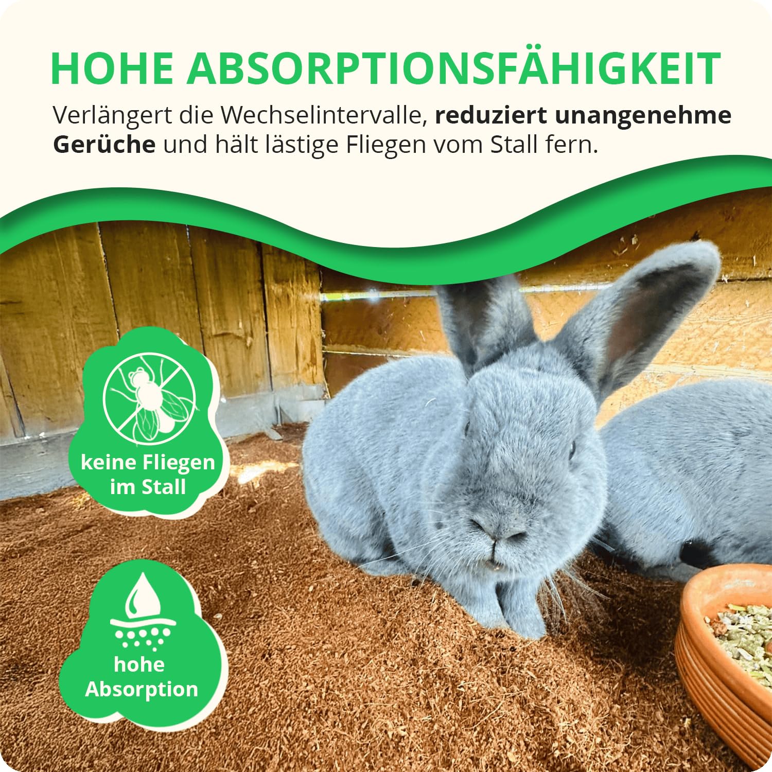 Einstreu aus 100% Kokosfasern – Kleintiereinstreu staubfrei, geruchsbindend und sanft zu Pfoten – perfekt als Streu für Hamster, Kaninchen, Meerschweinchen UVM. (1x40 Liter)