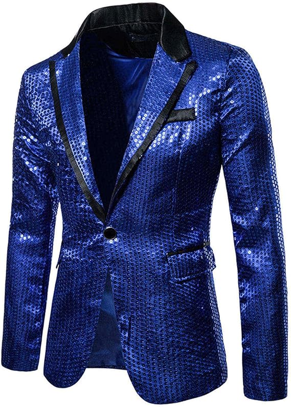 Herren Pailletten Sakko Gold - Glitzer Blazer Slim Fit Für Hochzeit & Party
