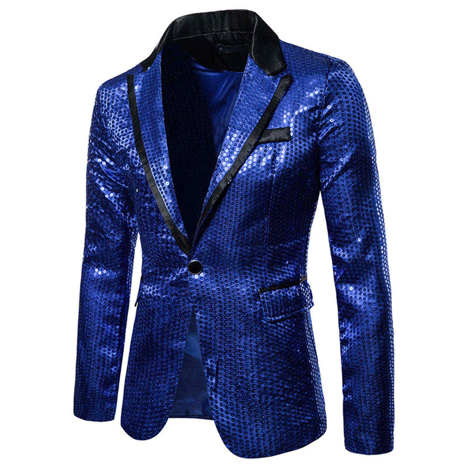 Generisch lässiger Pailletten-Mantel für Herren Mäntel & Jacken für (Blue, S)