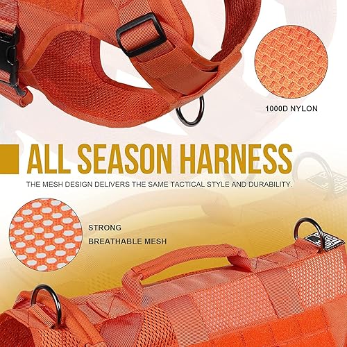 Vista 88 de OneTigris Arnés táctico sin tirones para perro mediano y grande, diseño de malla, chaleco transpirable para perro de servicio con asa, arnés