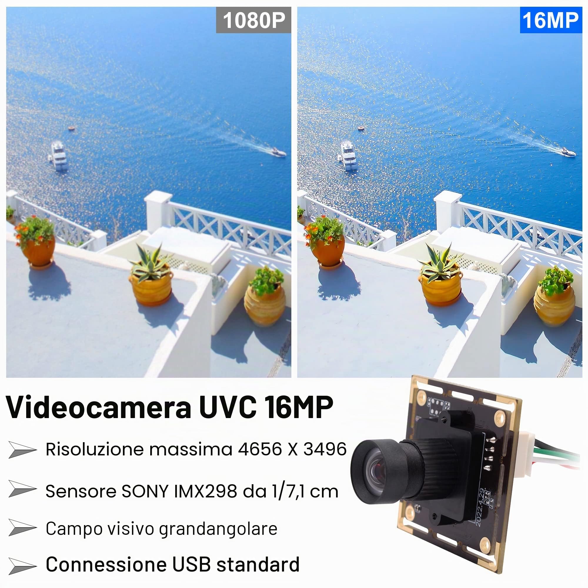 Fotocamera USB SVPRO 16MP Con Sensore Sony IMX298: Plug-and-play Per PC E Raspberry Pi