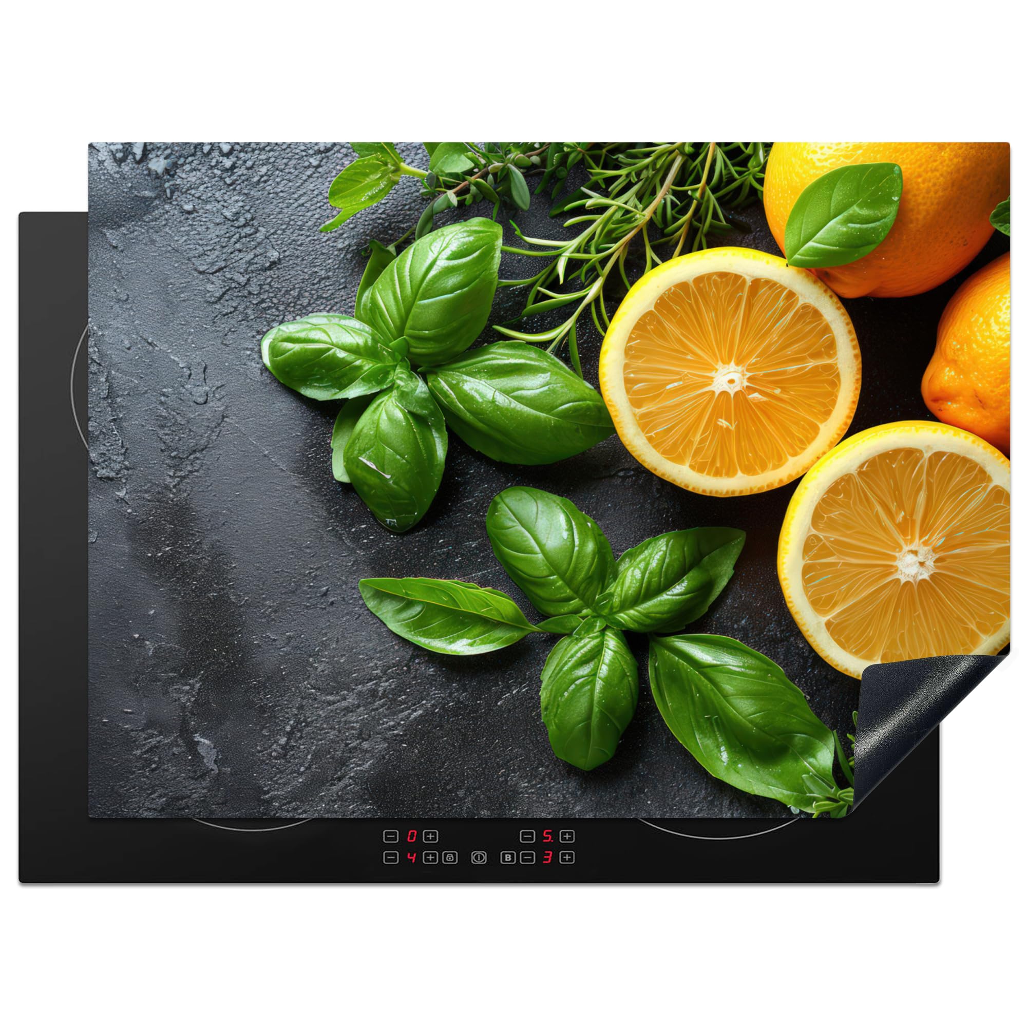 KitchenYeah© Induction Hob Cover Protector Mat 20.5"x27.6" / 70x52 cm Kitchen Universal Ceramic Covers for Electric Cookers Vinyl Fruit - Grey - Concrete - Orange - Plants