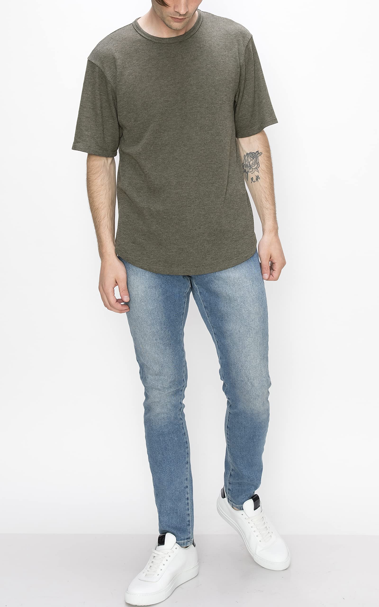 COIN 1804 Men's Thermal Short Sleeve Curved Hem Tee Olive
