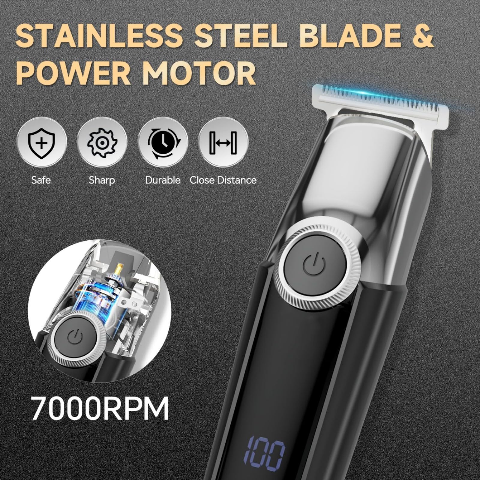 Recortadora de barba para hombres, maquinilla de afeitar eléctrica 5 en 1, cortadora de pelo inalámbrica, kit de aseo impermeable para afeitarse la cara, el bigote, el cuerpo, las orejas, la
