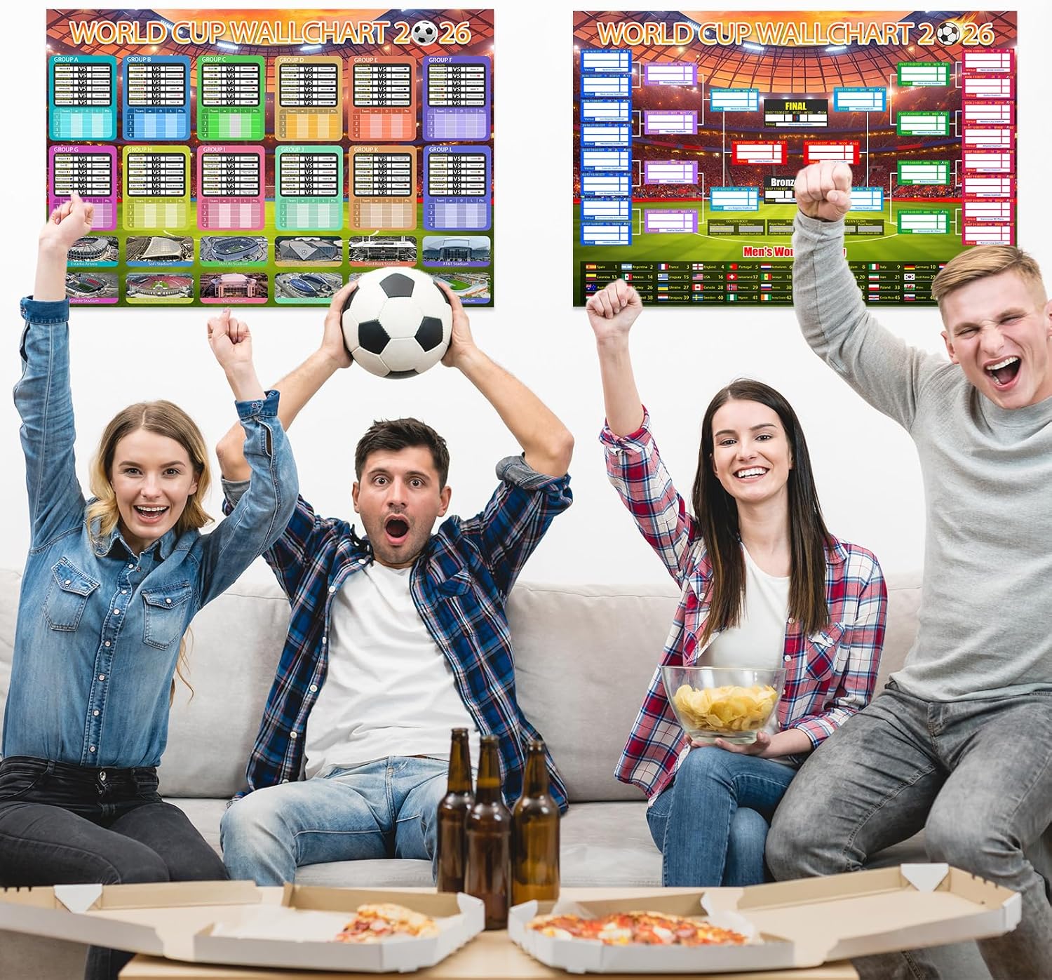 2026 Schedule Poster Set - 2 PCS Large 60x84cm Tournament Wall Chart with Ball 2026 Design, No Crease Matte Finish, Includes Marker & Accessories for Fixture Tracking - Soccer Fans Gift & Decor (2) - Image 6