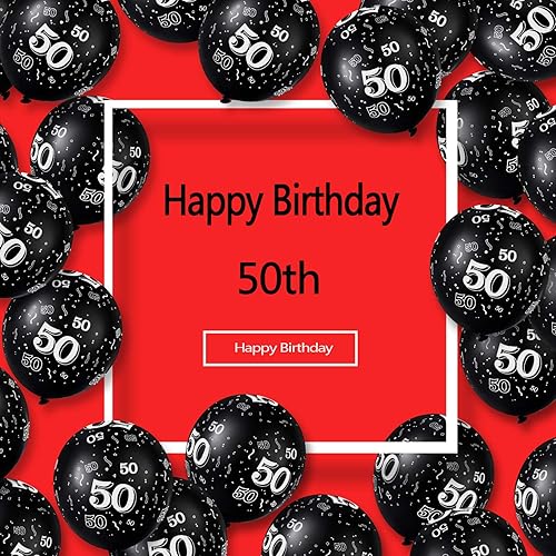 Miniatura 2 de Gejoy 36 globos negros de 50 cumpleaños, decoraciones de cumpleaños 50, globos de látex de 12 pulgadas para hombres y mujeres, suministros de