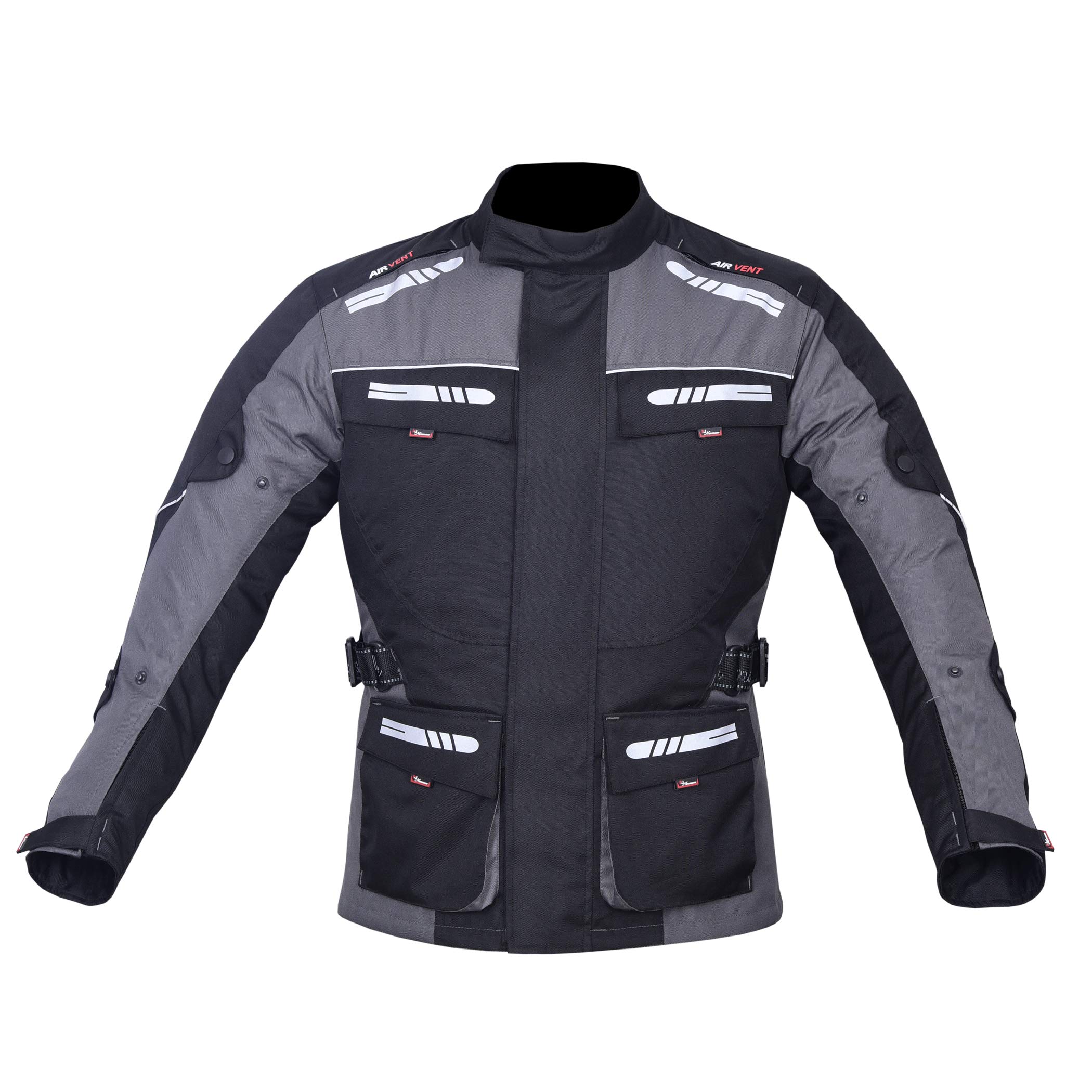 Norman Men's Grey Motorcycle Motorbike Jacket Waterproof Textile Ce Armoured Reflectors (As8, Alpha, M, Regular, Regular, )