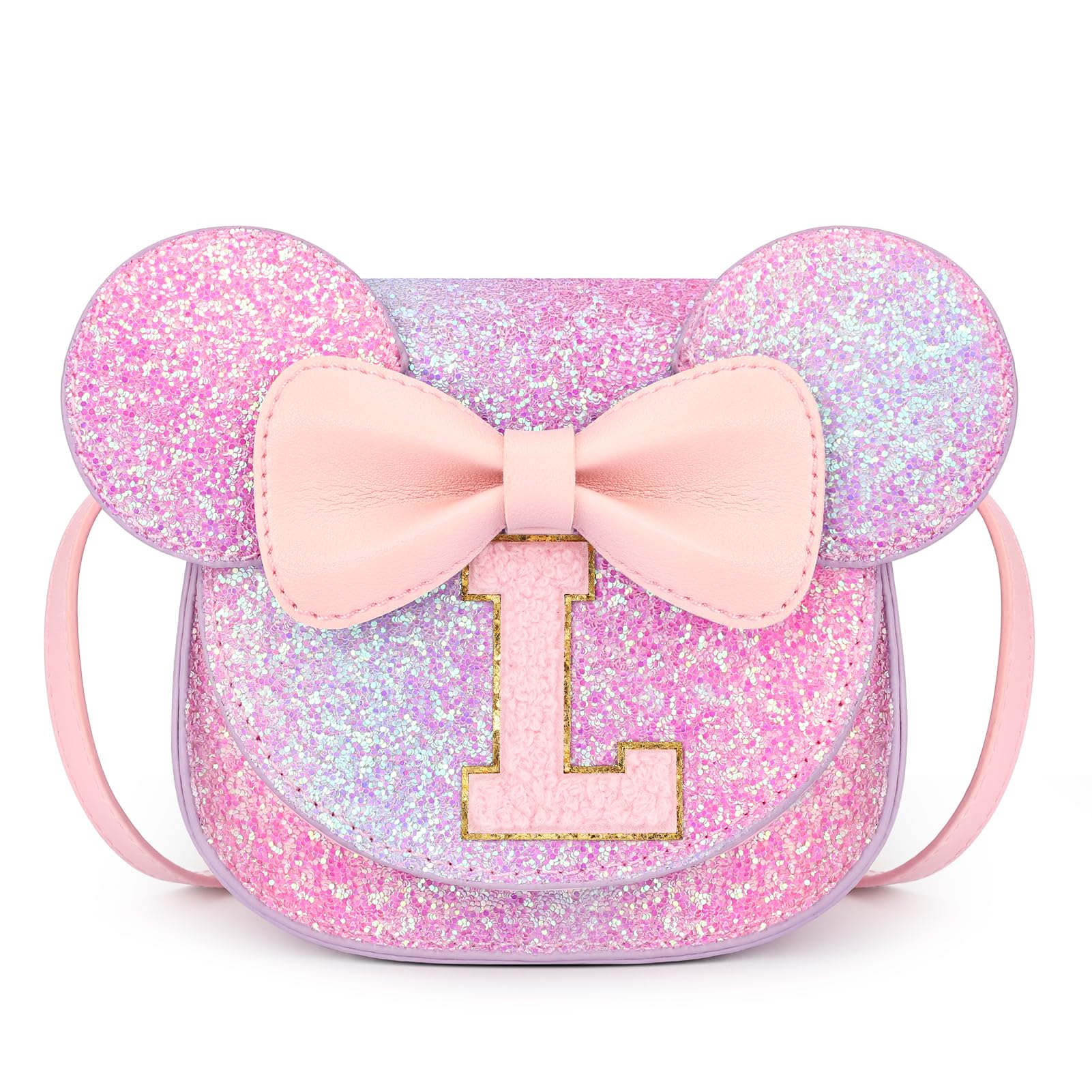 mibasies Toddler Purse 3-8 Girls, Purple Rainbow Letter L Birthday Gift