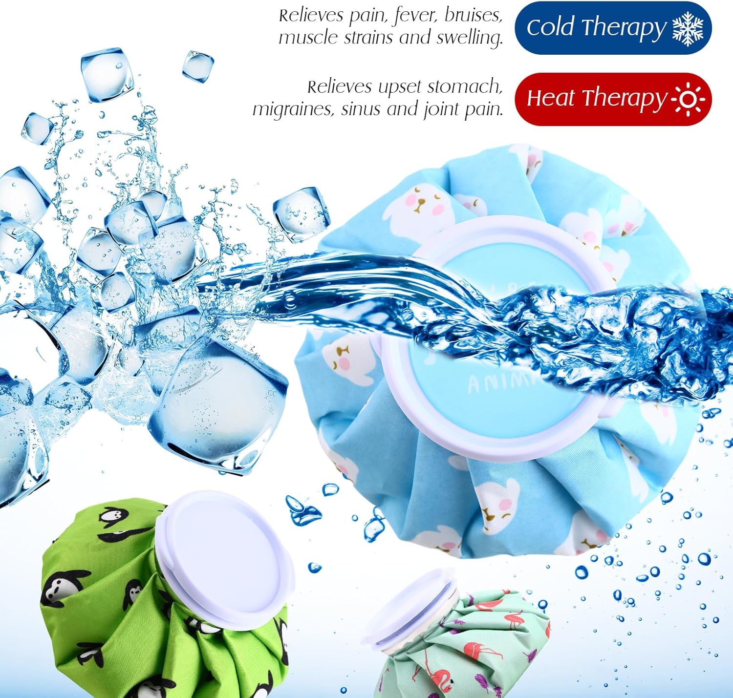 TrelaCo 12 Pieces Reusable Ice Bag for Injuries Refillable Ice Pack for Kids Cold and Hot Mini Small Ice Pack Bulk 6" Screw Top Ice Bag for Head Shoulder Back Neck Knee Pain Relief Kids, 12 Colors