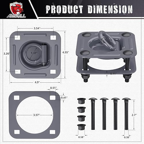 Miniatura 2 de Anclajes de amarre de anillo en D de 12 pulgada, paquete de 4 ganchos de amarre para remolque (capacidad de 6000 libras por paquete) resistentes