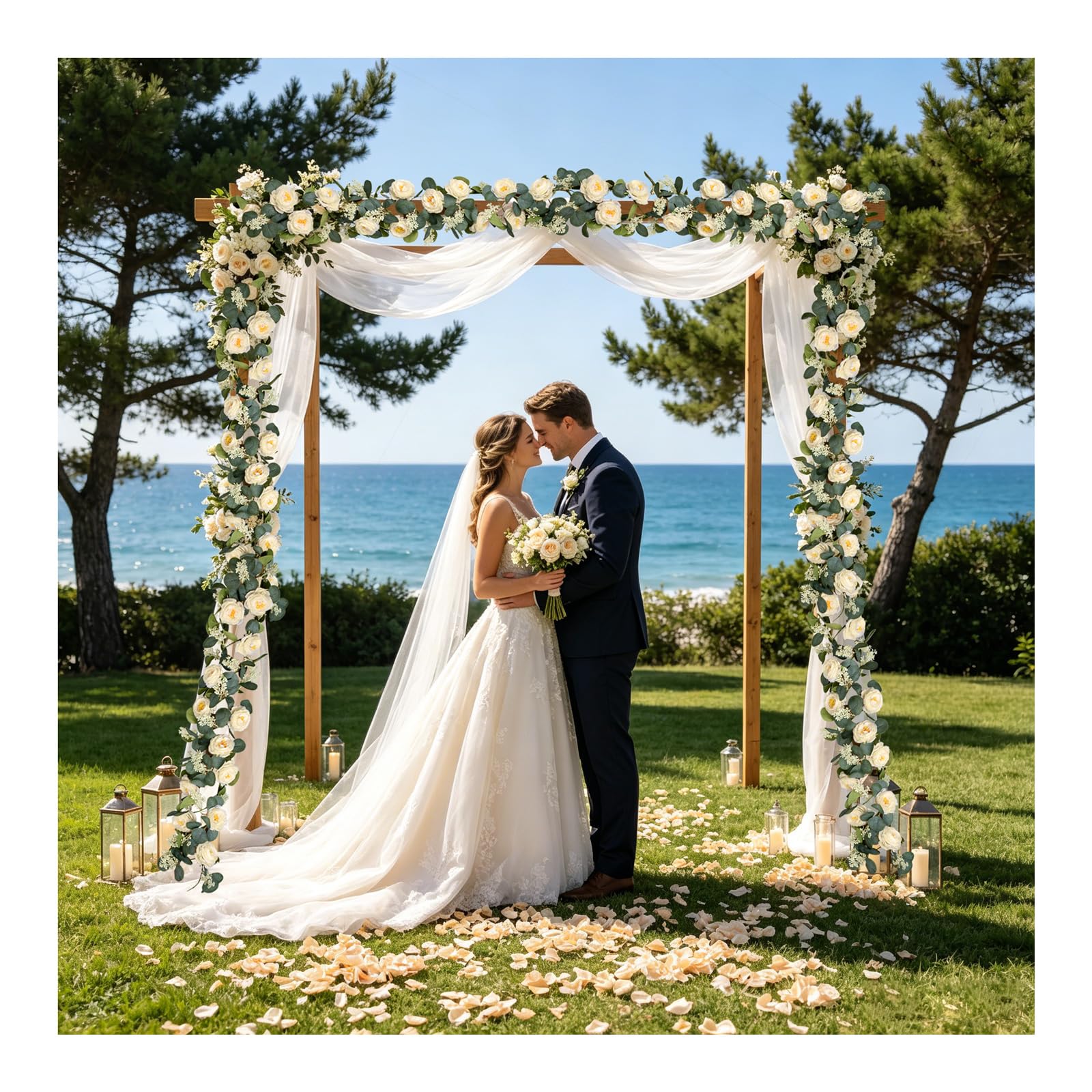 MAKHOT Eukalyptus-Girlande, künstliche grüne Girlanden, Blumendekoration, grüne Frühlingsgirlande, Kranz, Reben, Dekorationen für Tisch, Zuhause, Hochzeit, Kaminsims, Party, Champagner, 2 Stück