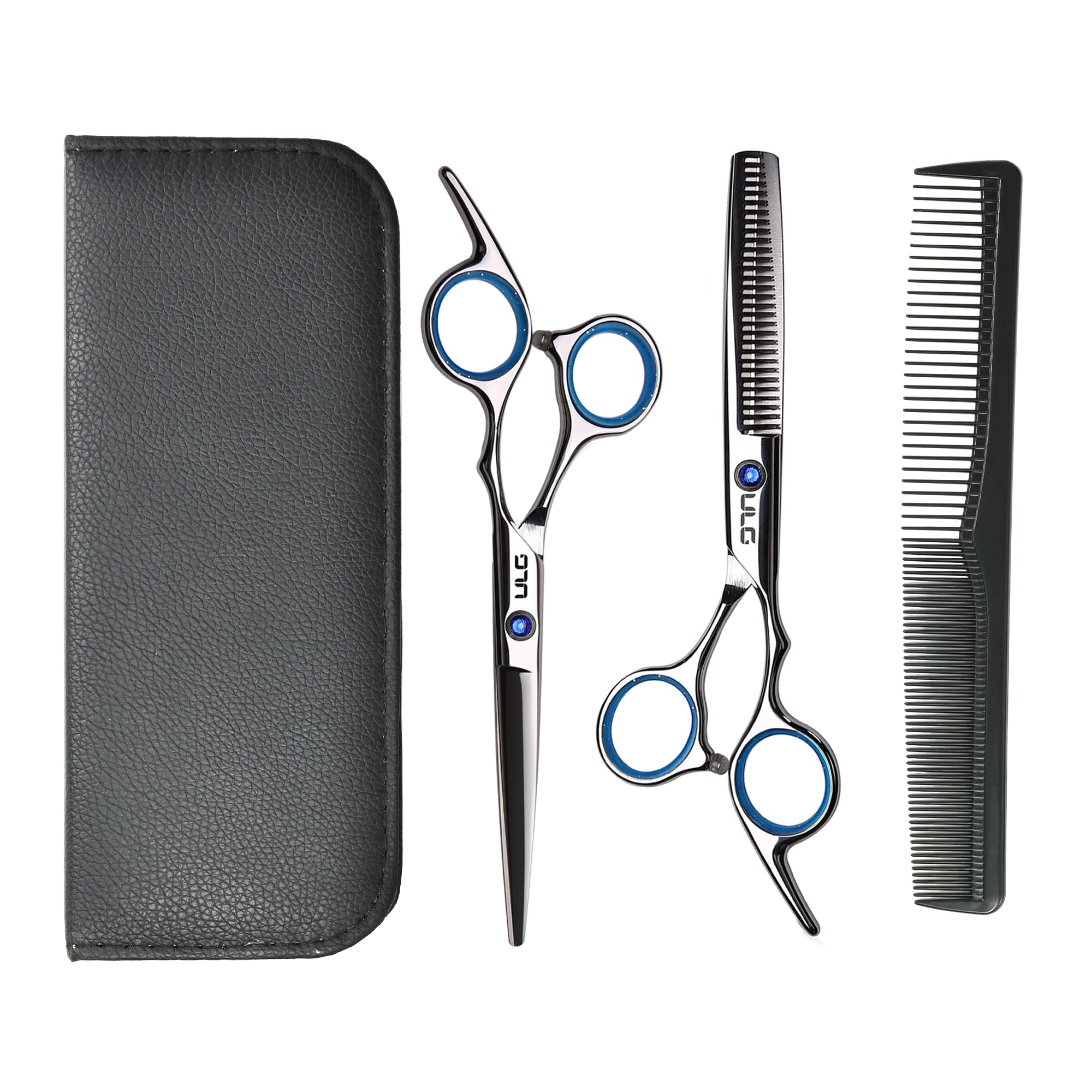 ULG Hair Cutting Scissors Thinning Shears Kit Professional Hairdressing Texturizing Salon Razor Edge Scissor Barber Kit Plus