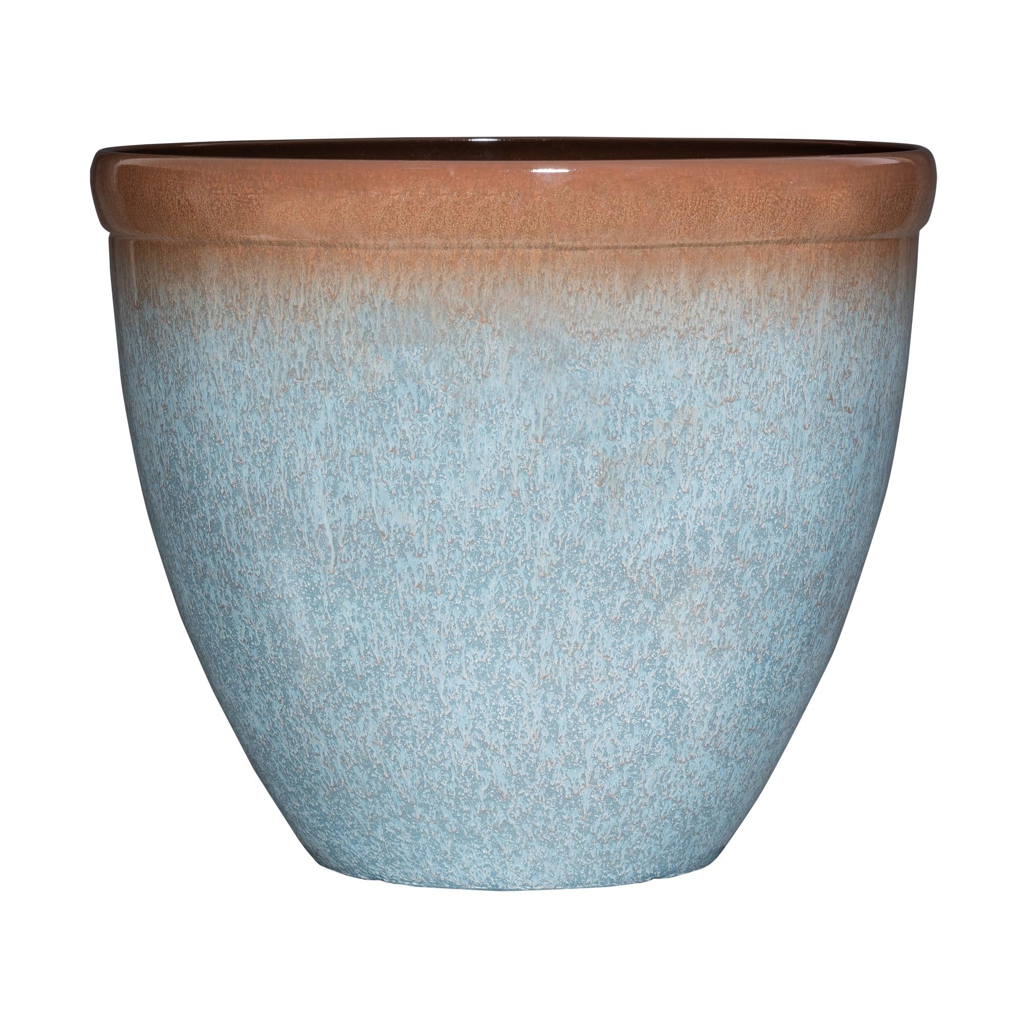 Garden Gear Blue Breeze Bell Glazed Planter, 39.5Cm, Lightweight, Uv & Frost Resistant, Pre-Drilled Drainage (1)