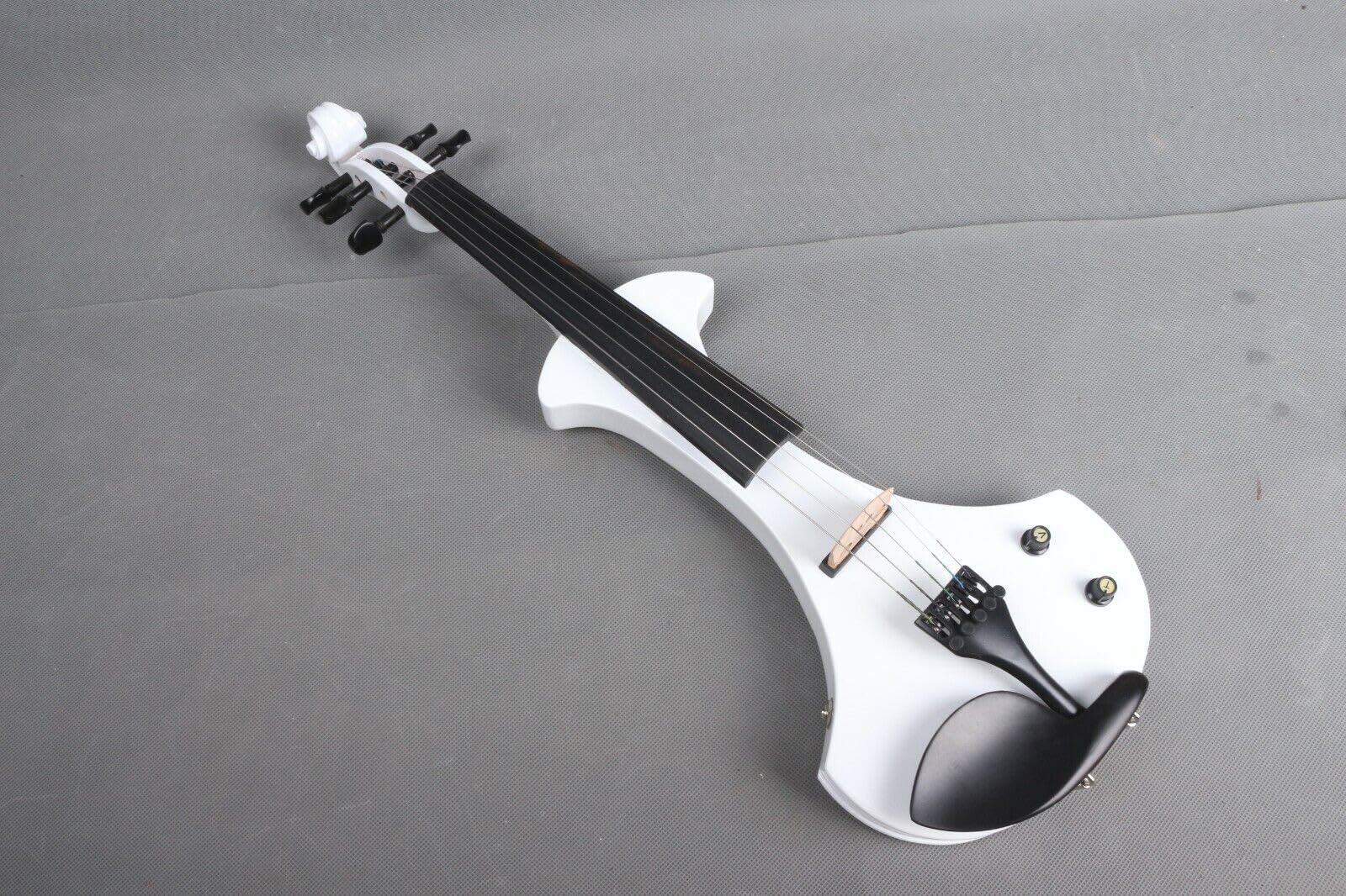 YoungMonic Full Size 4/4 Electric Violin Solid wood 5 String White Violin Ebony fittings Passive pickup (5 String)