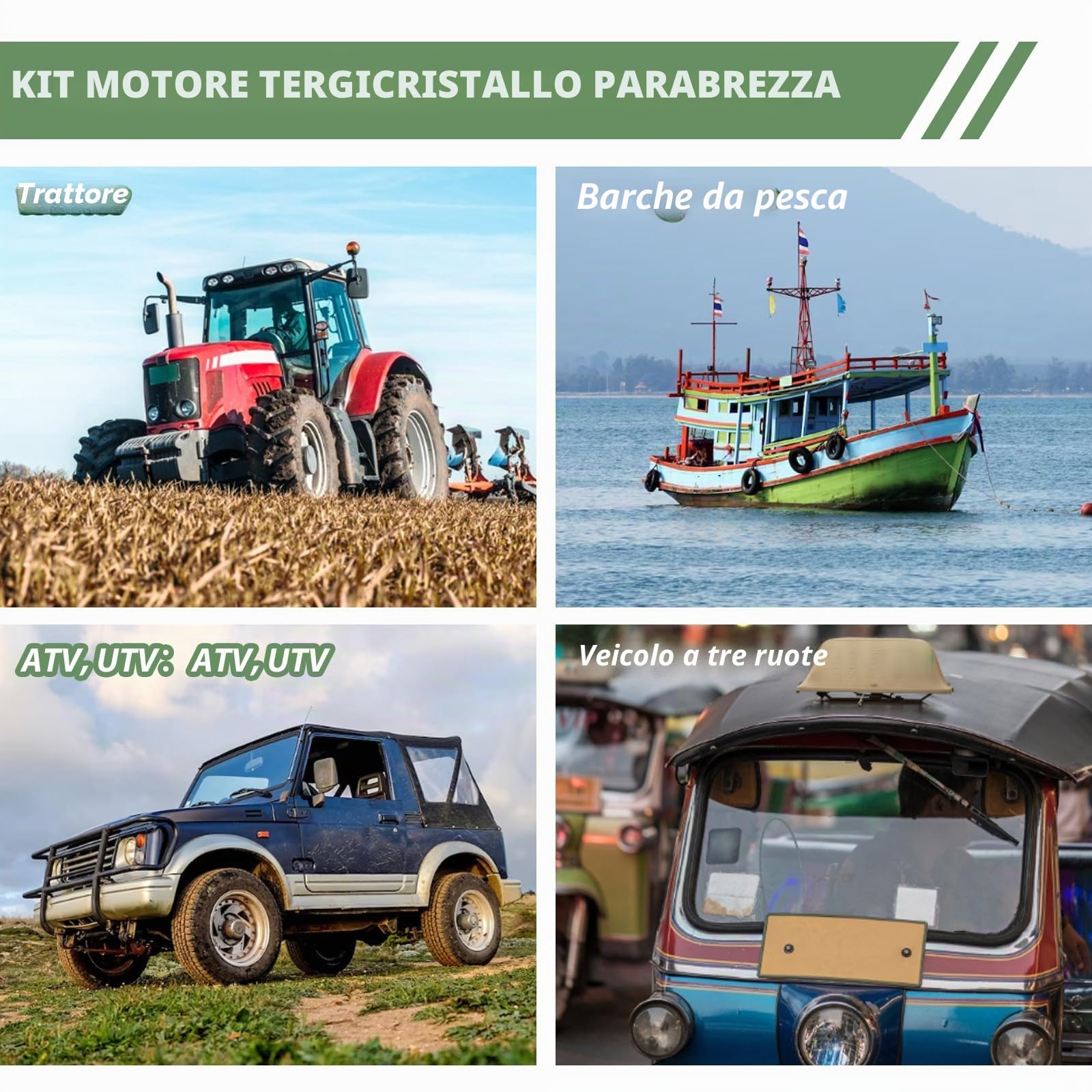 Motorino Tergicristallo, 12V Motorino Tergicristallo Universale Motore Spazzola Tergicristallo 105° con Spazzola e Braccio per Motore Tergicristallo Trattore