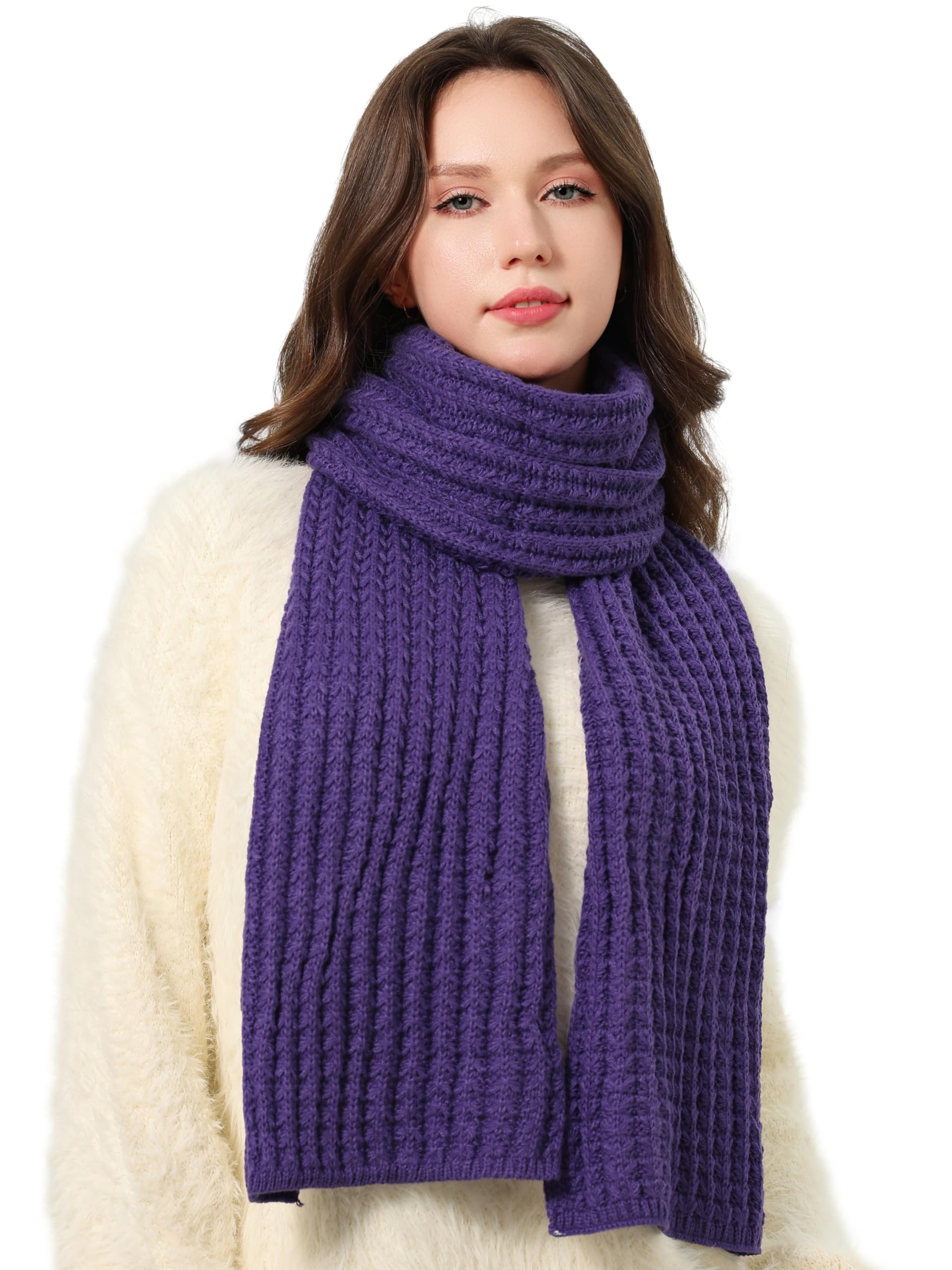 DonDon scarf for women uk winter scarf knitted scarf - Purple