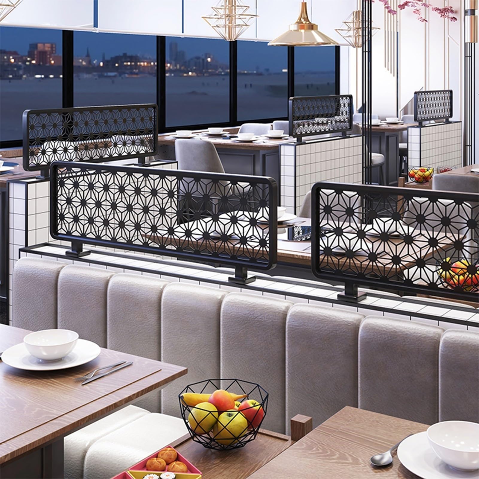 Genérico Mamparas Decorativas de Hierro Negro para comedores, mamparas de semiprivacidad de 110 cm, Elegantes mamparas para encimeras de restaurantes y hoteles, mampara Baja de 30 cm para Espacios el